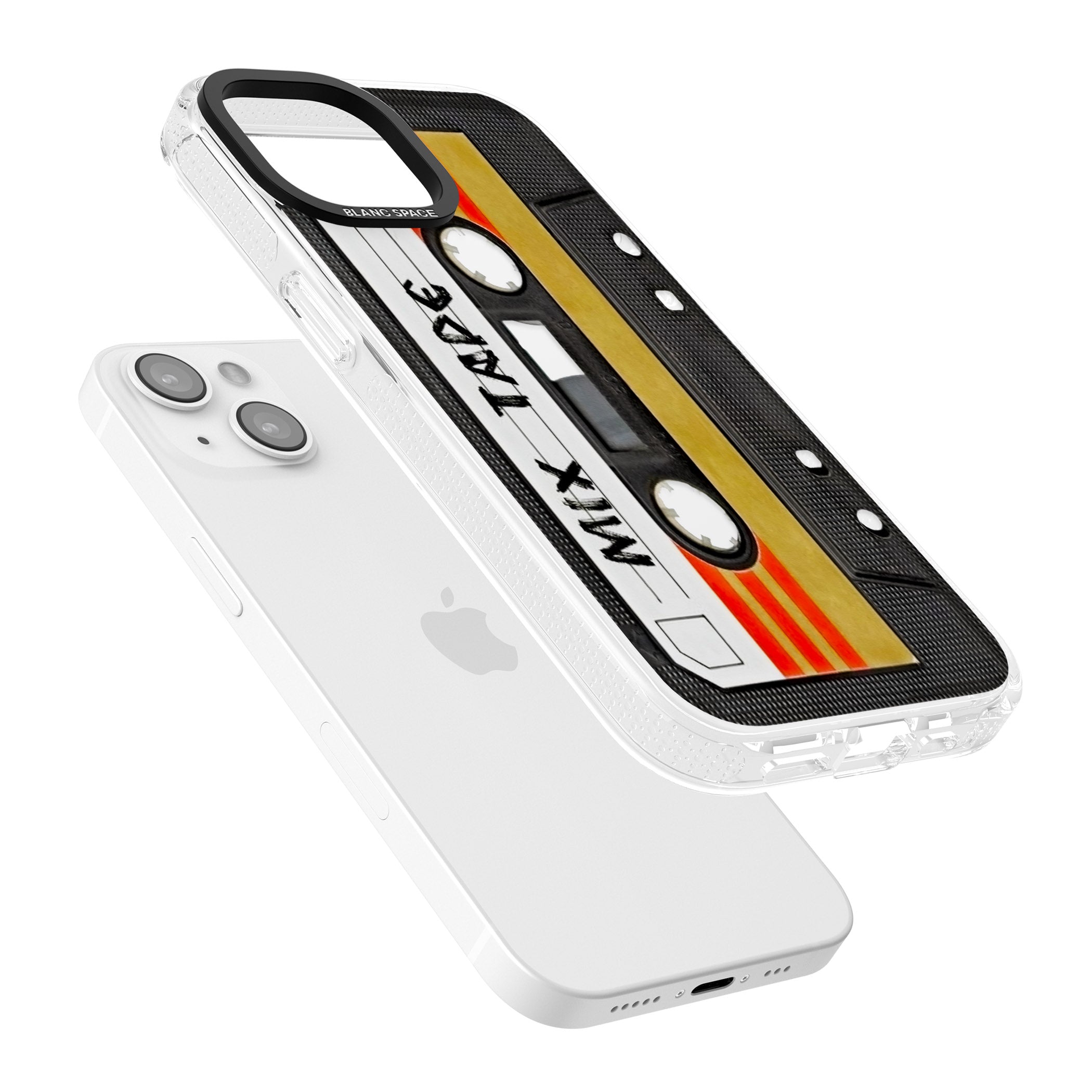 Retro Mix Tape iPhone 15 / 14 / 13 Clear Case Impact Air - Blanc Space