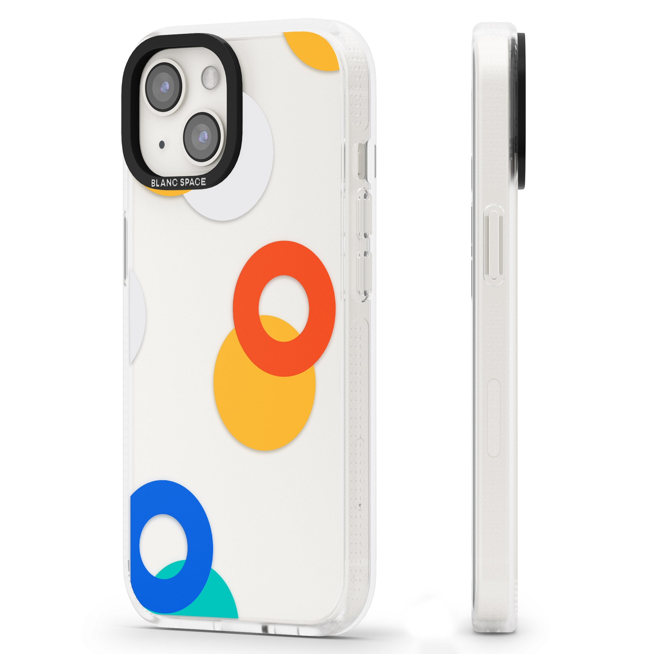 Abstract Mixed Circles iPhone 15 / 14 / 13 Clear Case Impact Air - Blanc Space