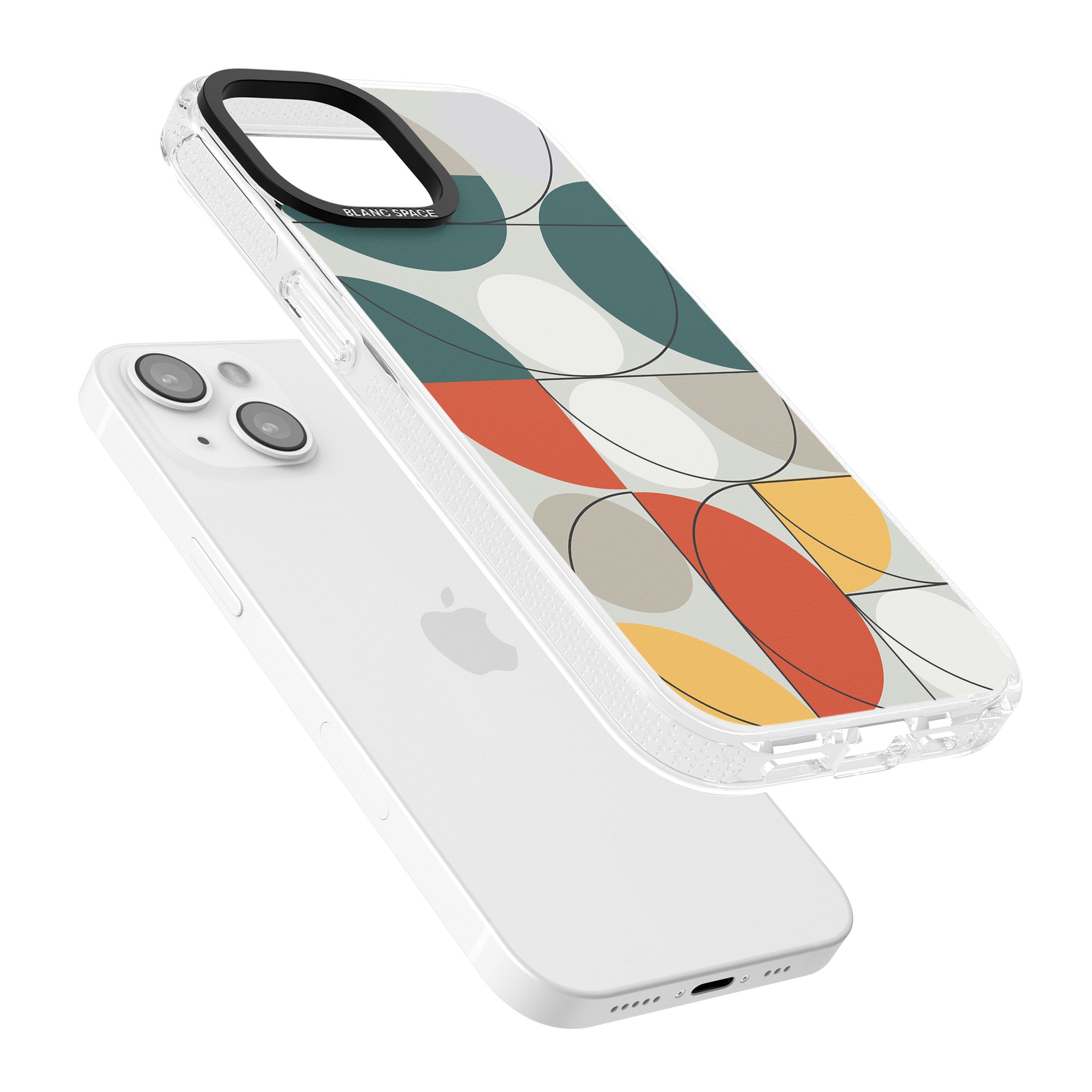 Abstract Half Circles iPhone 15 / 14 / 13 Clear Case Impact Air - Blanc Space