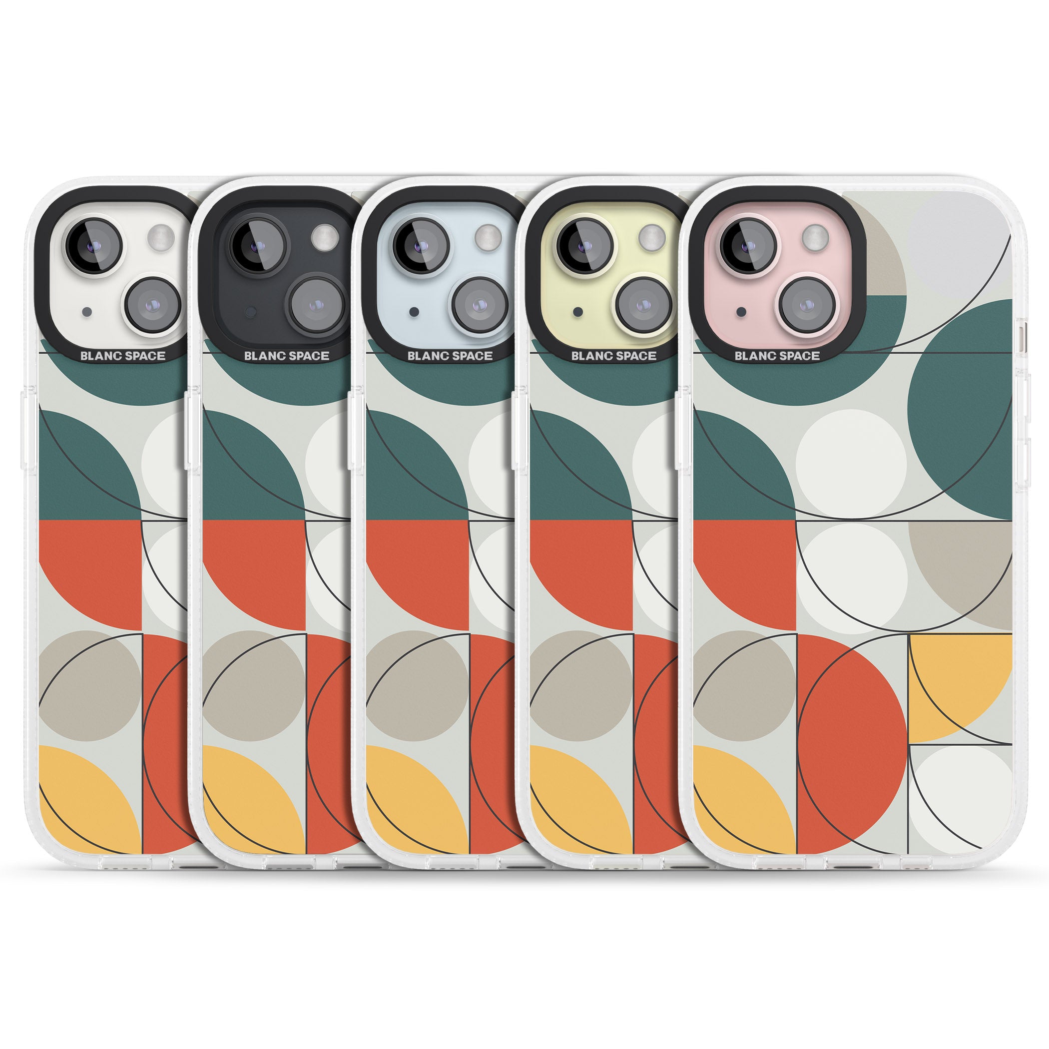 Abstract Half Circles iPhone 15 / 14 / 13 Clear Case Impact Air - Blanc Space