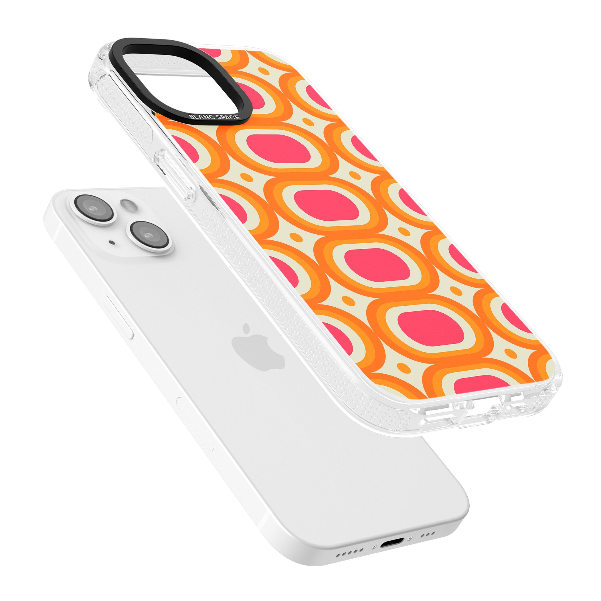 Groovy 60s Shape Pattern iPhone 15 / 14 / 13 Clear Case Impact Air - Blanc Space