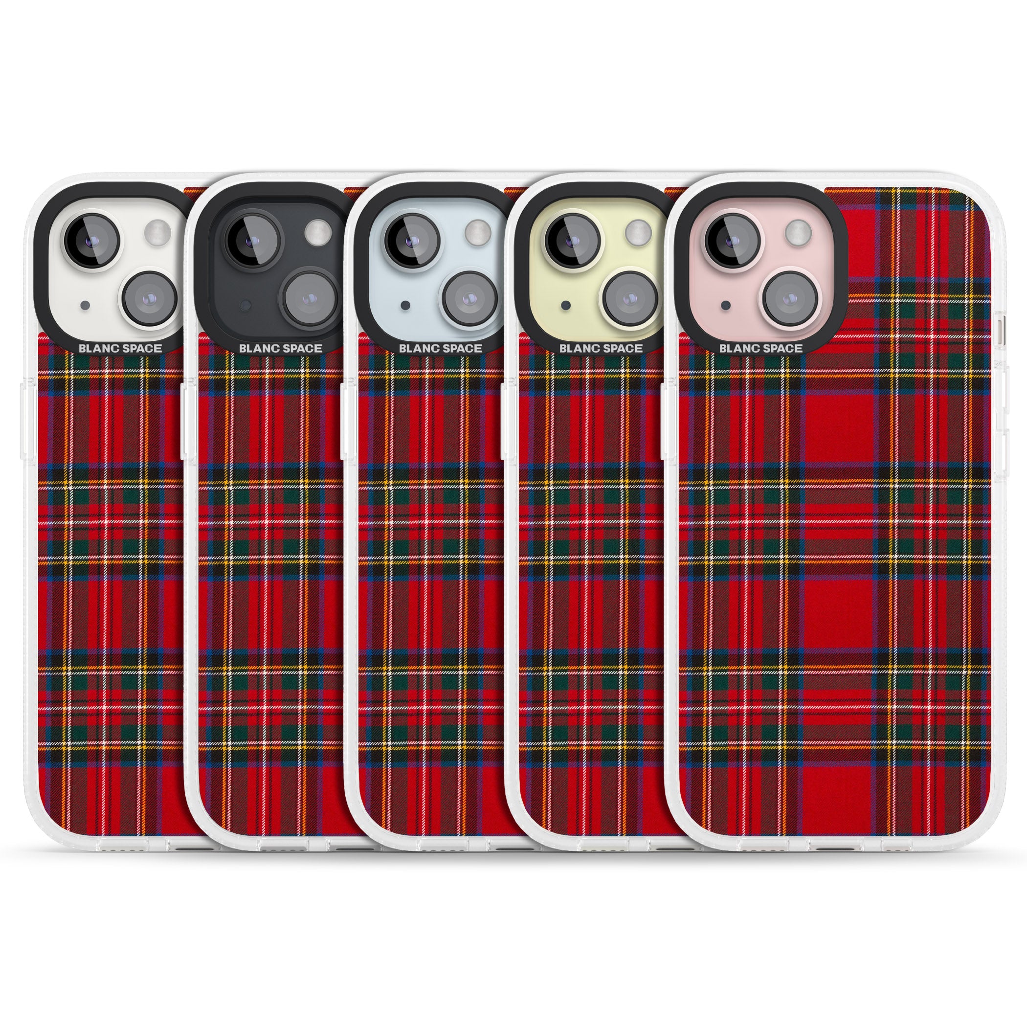 Royal Stewart Tartan iPhone 15 / 14 / 13 Clear Case Impact Air - Blanc Space