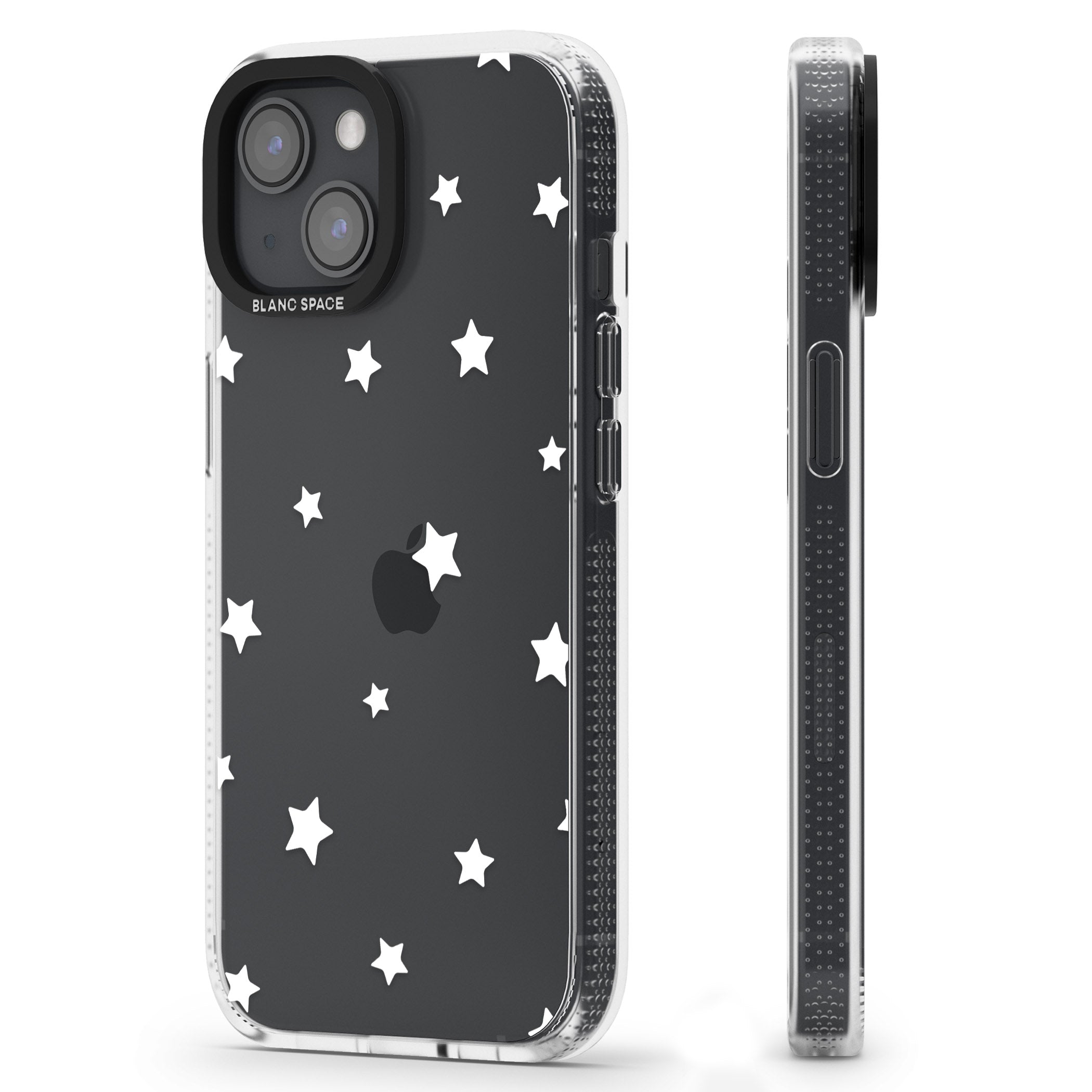 White Stars Pattern iPhone 15 / 14 / 13 Clear Case Impact Air - Blanc Space