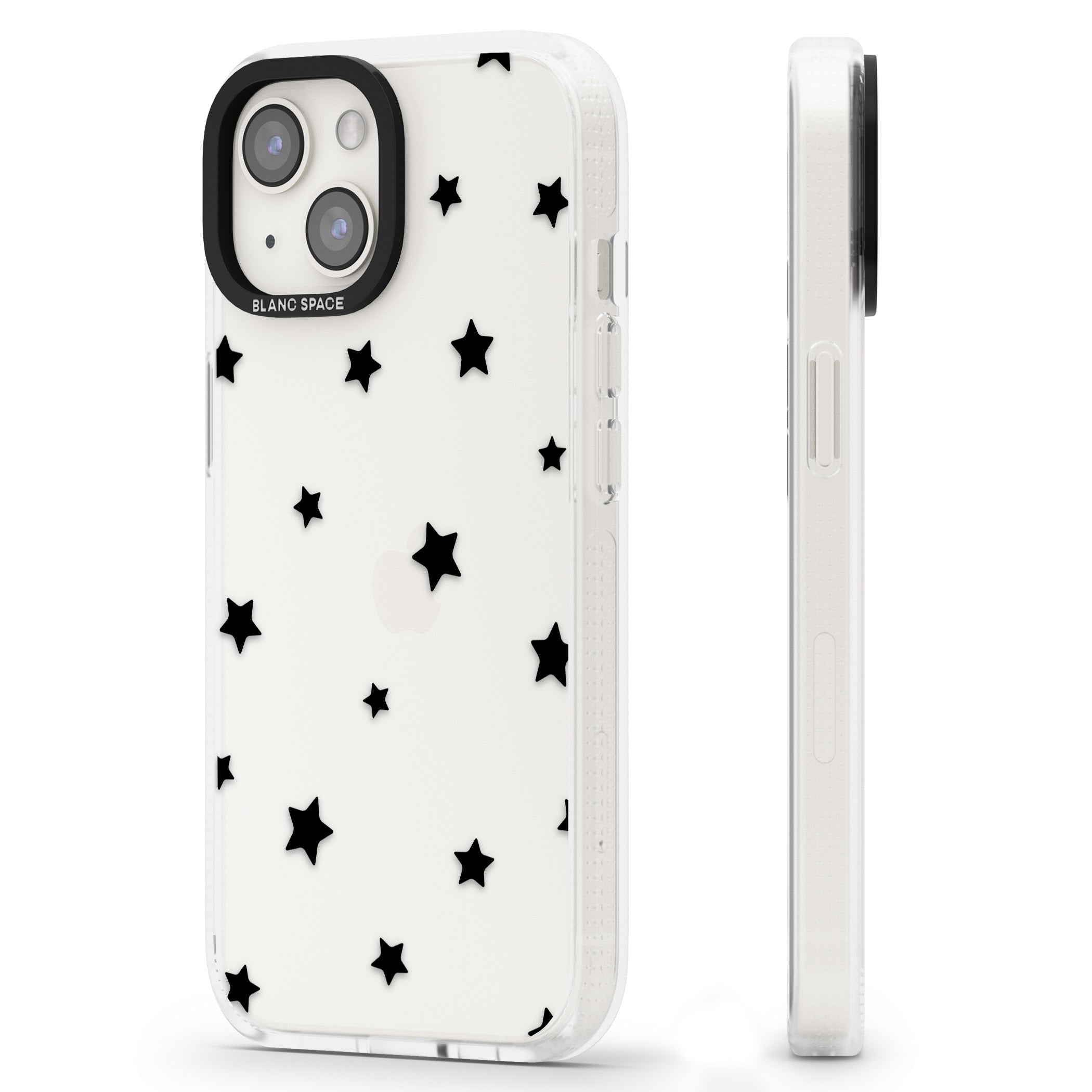 Black Stars Pattern iPhone 15 / 14 / 13 Clear Case Impact Air - Blanc Space