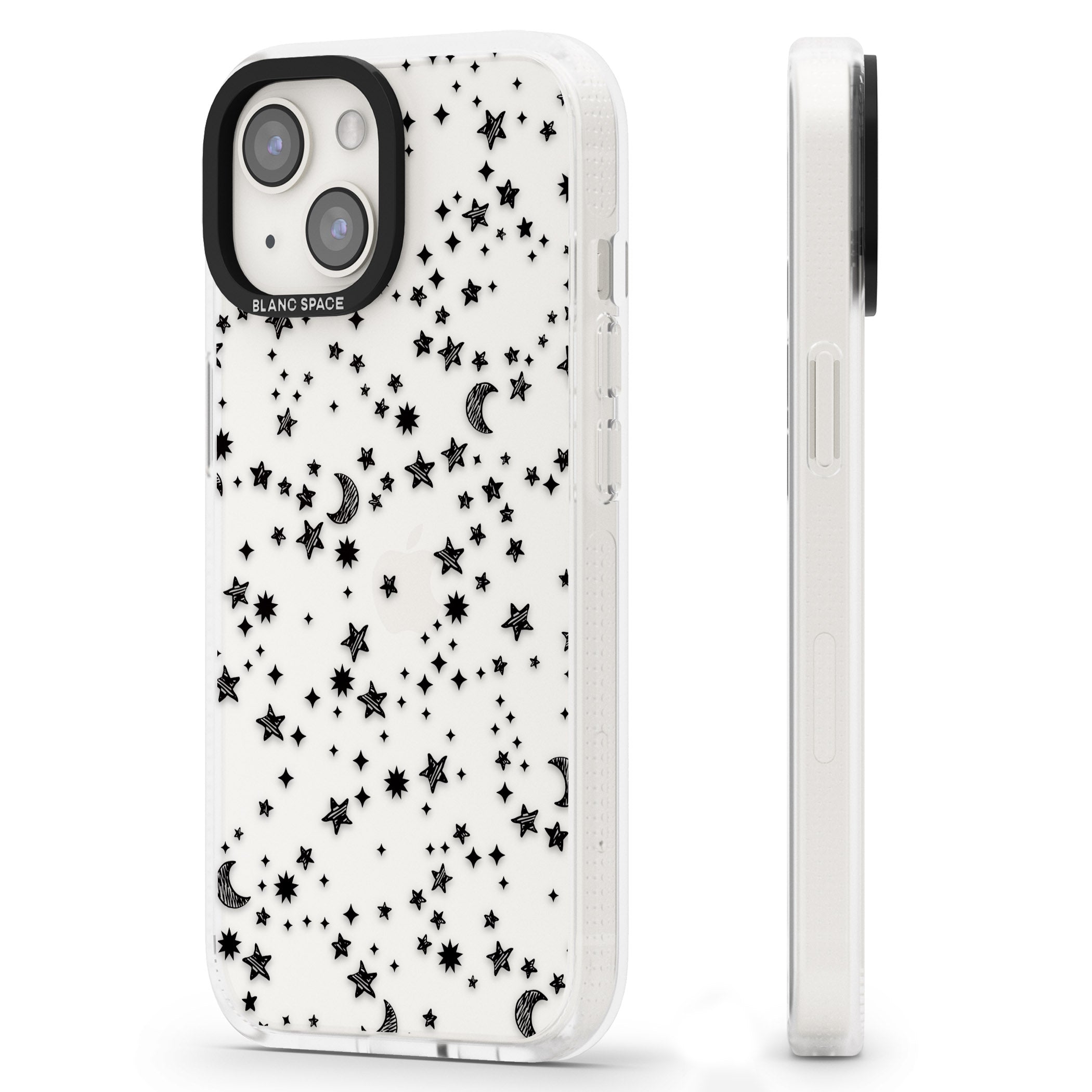 Black Cosmic Galaxy Pattern iPhone 15 / 14 / 13 Clear Case Impact Air - Blanc Space