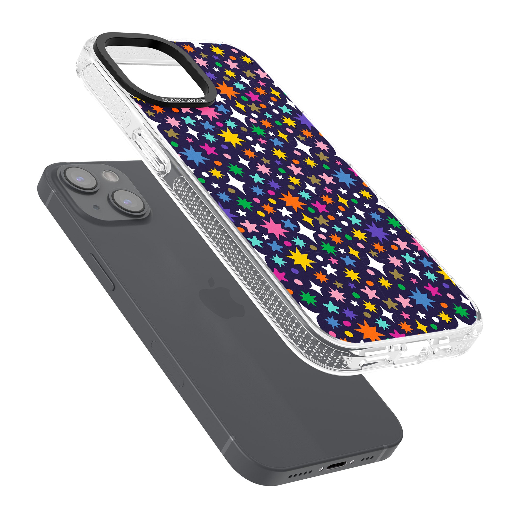 Rainbow Starburst (Purple) iPhone 15 / 14 / 13 Clear Case Impact Air - Blanc Space