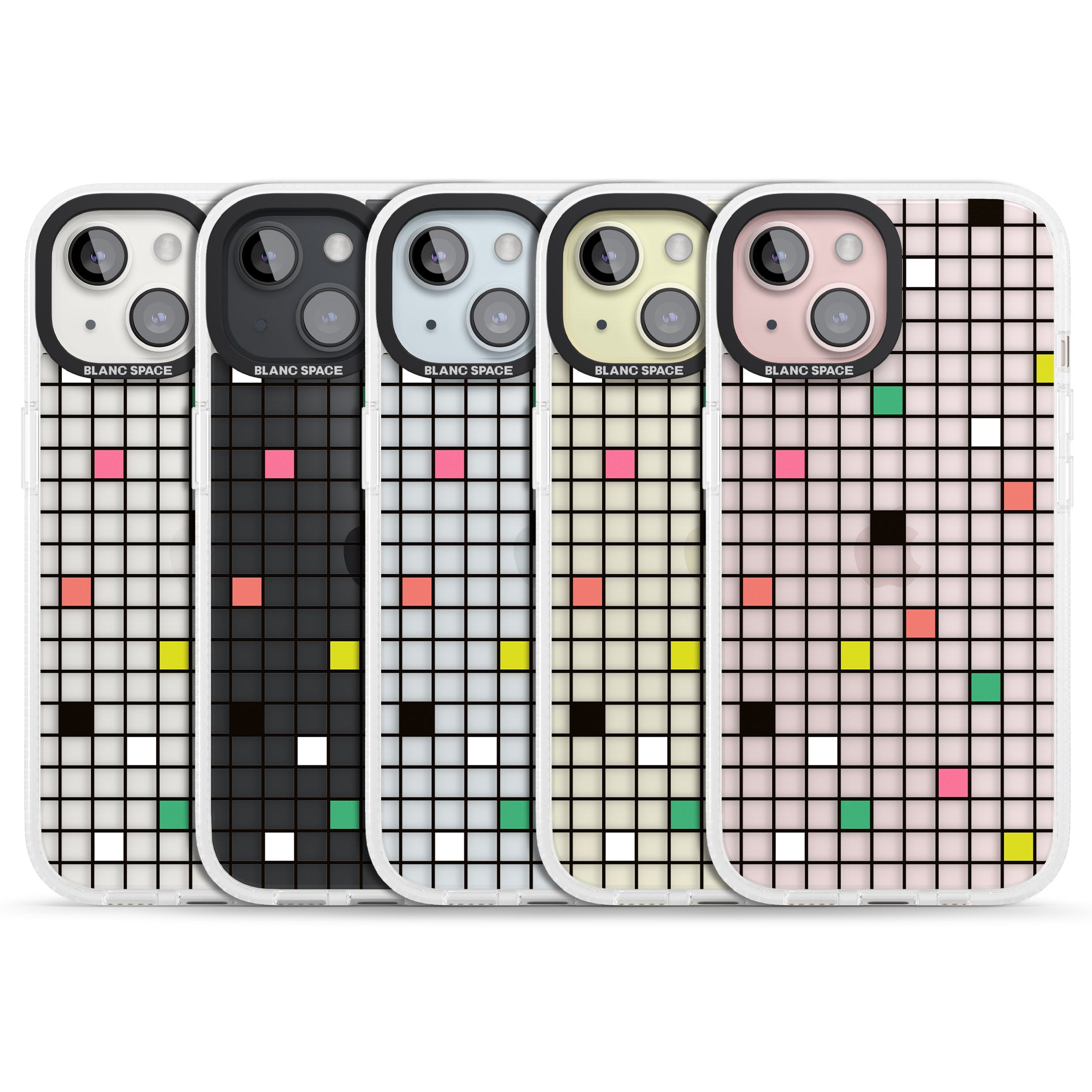 Vibrant Clear Geometric Grid iPhone 15 / 14 / 13 Clear Case Impact Air - Blanc Space