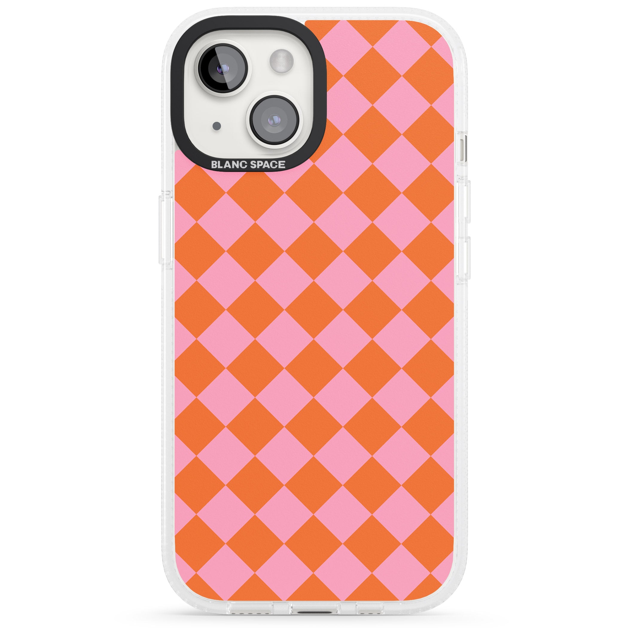 Retro Sunset Diamond Plaid iPhone 15 / 14 / 13 Clear Case Impact Air - Blanc Space