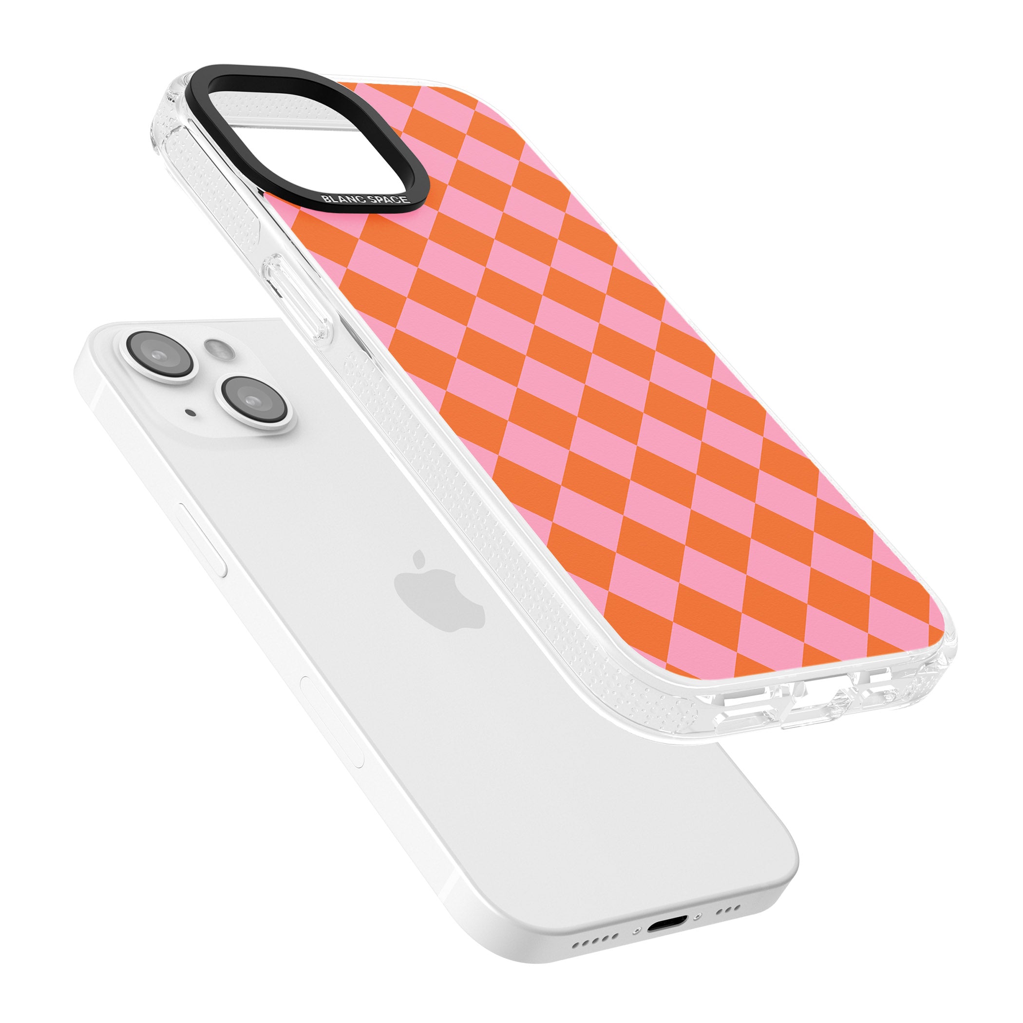 Retro Sunset Diamond Plaid iPhone 15 / 14 / 13 Clear Case Impact Air - Blanc Space