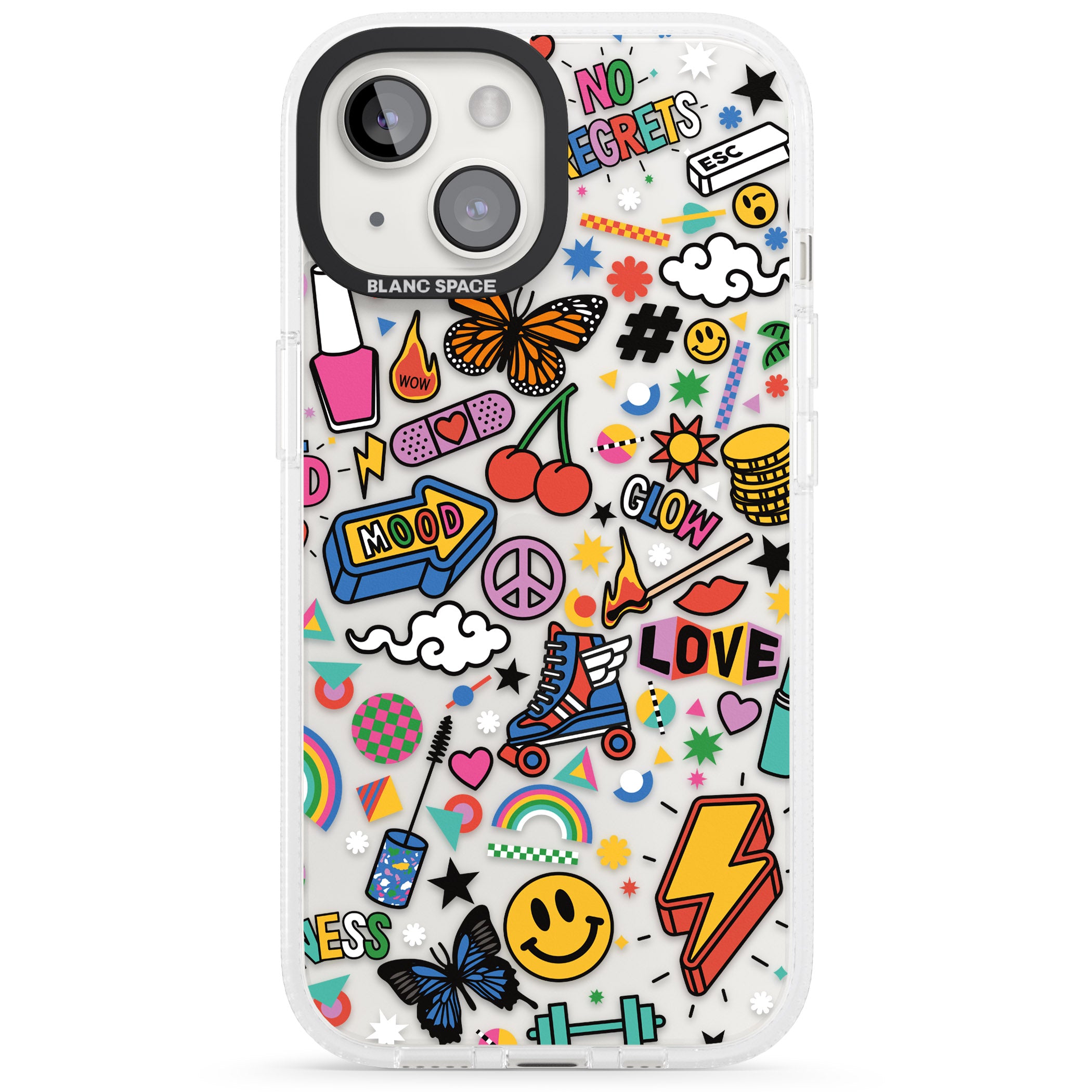 Electric Love iPhone 15 / 14 / 13 Clear Case Impact Air - Blanc Space