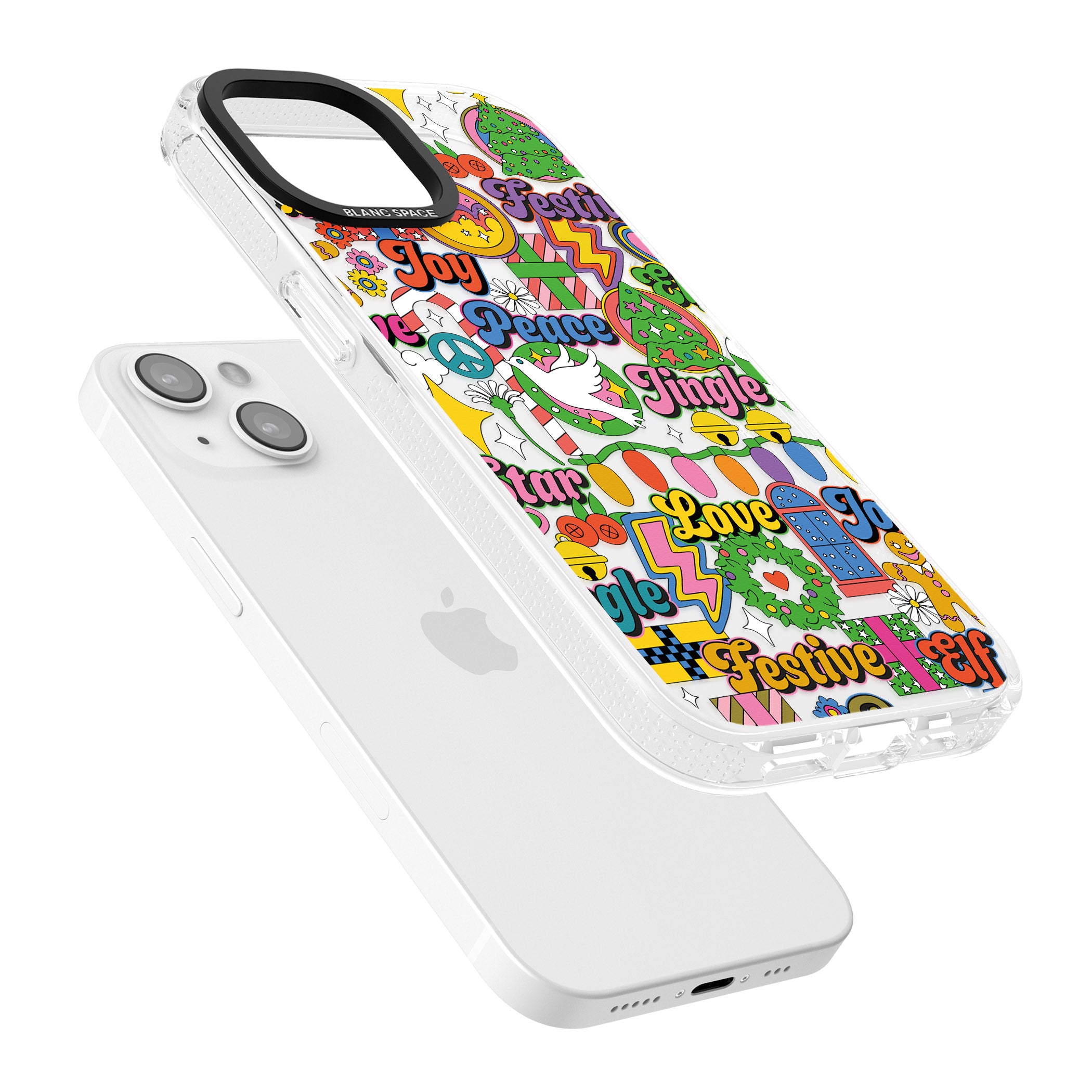 Peace & Festivities iPhone 15 / 14 / 13 Clear Case Impact Air - Blanc Space