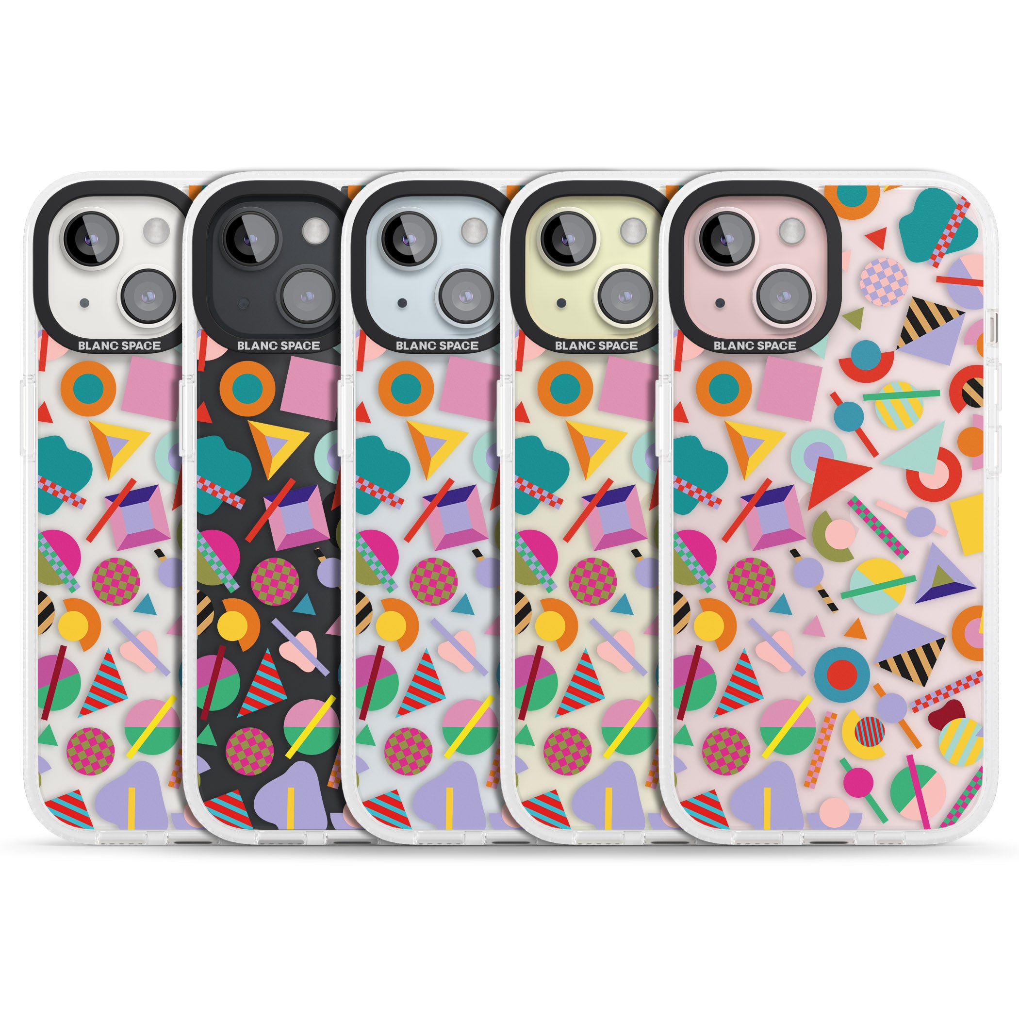 Retro Carnival Shapes iPhone 15 / 14 / 13 Clear Case Impact Air - Blanc Space