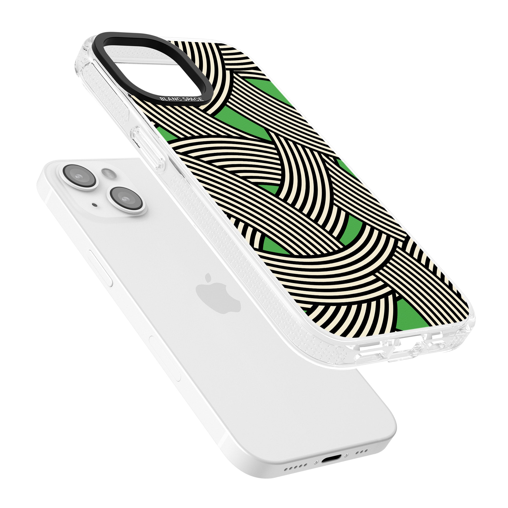 Green Optic Waves iPhone 15 / 14 / 13 Clear Case Impact Air - Blanc Space
