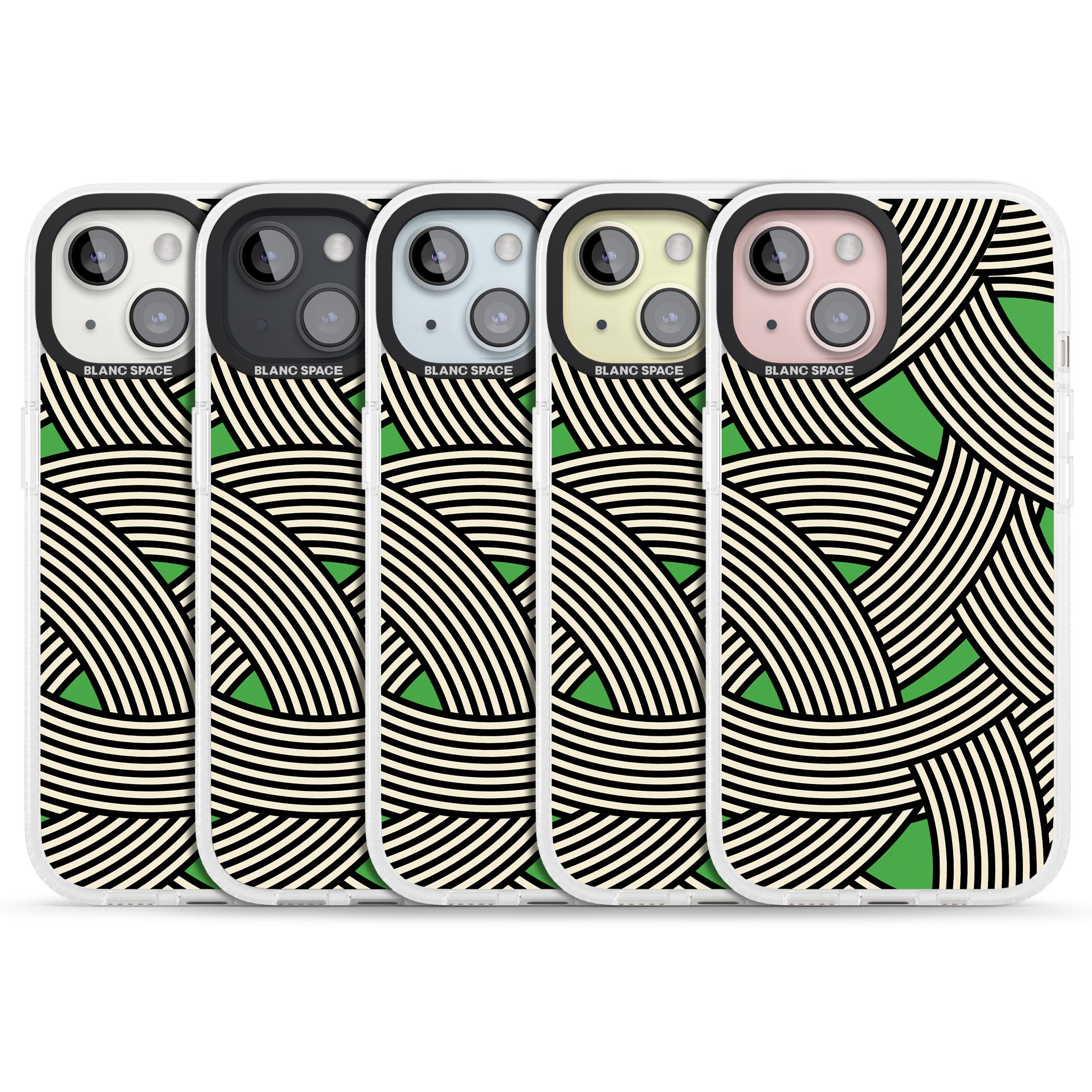 Green Optic Waves iPhone 15 / 14 / 13 Clear Case Impact Air - Blanc Space