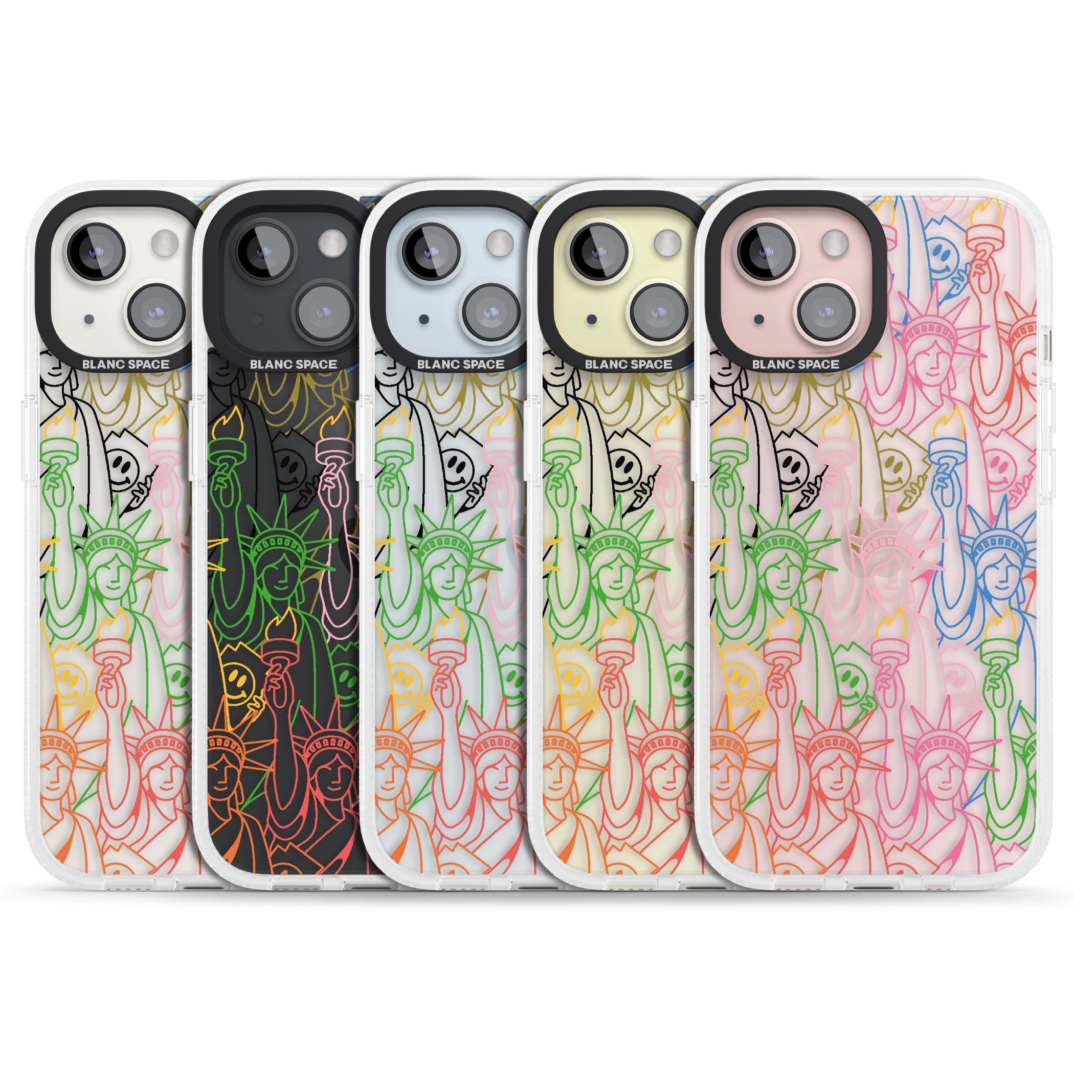 Multicolour Liberty Line Pattern iPhone 15 / 14 / 13 Clear Case Impact Air - Blanc Space