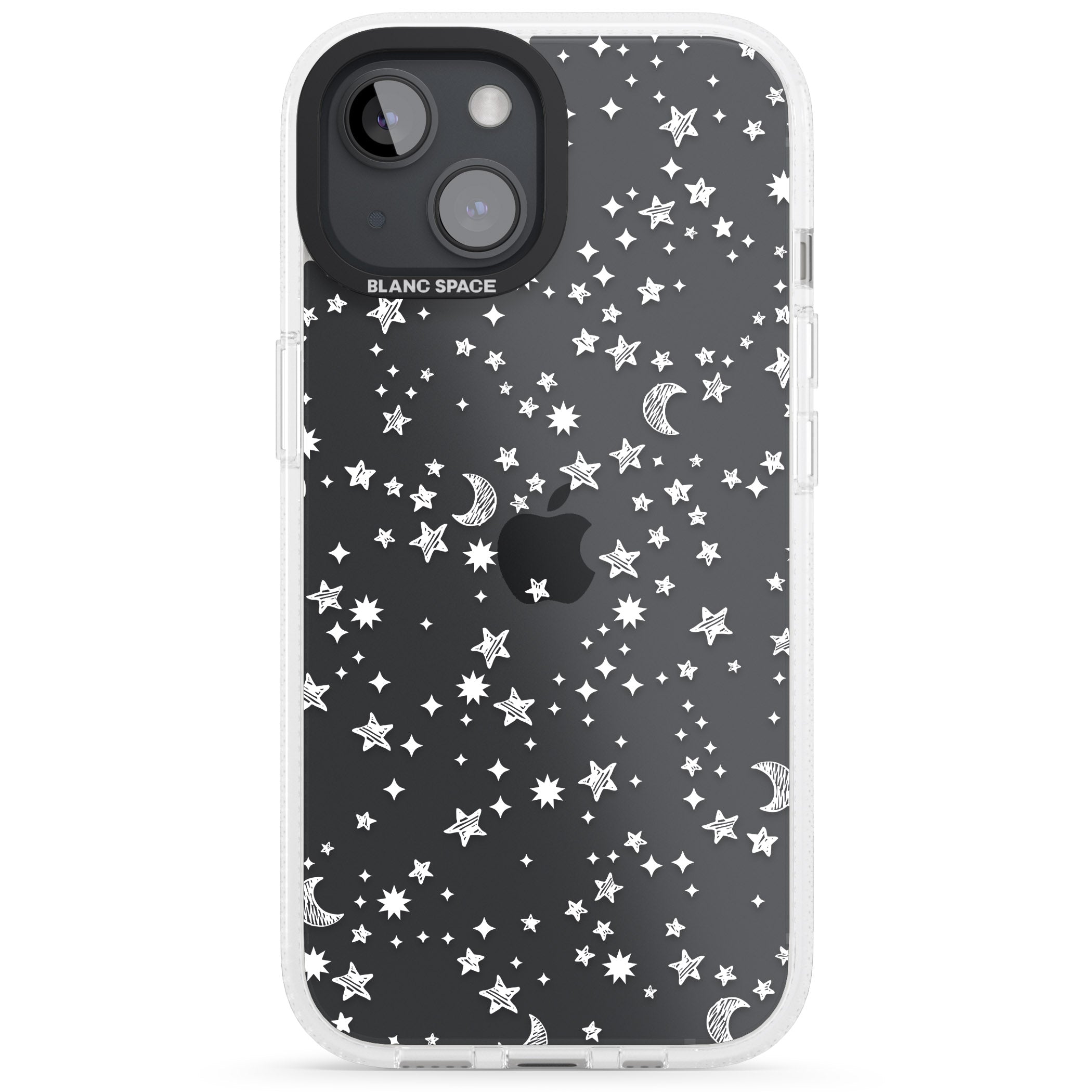White Cosmic Galaxy Pattern iPhone 15 / 14 / 13 Clear Case Impact Air - Blanc Space