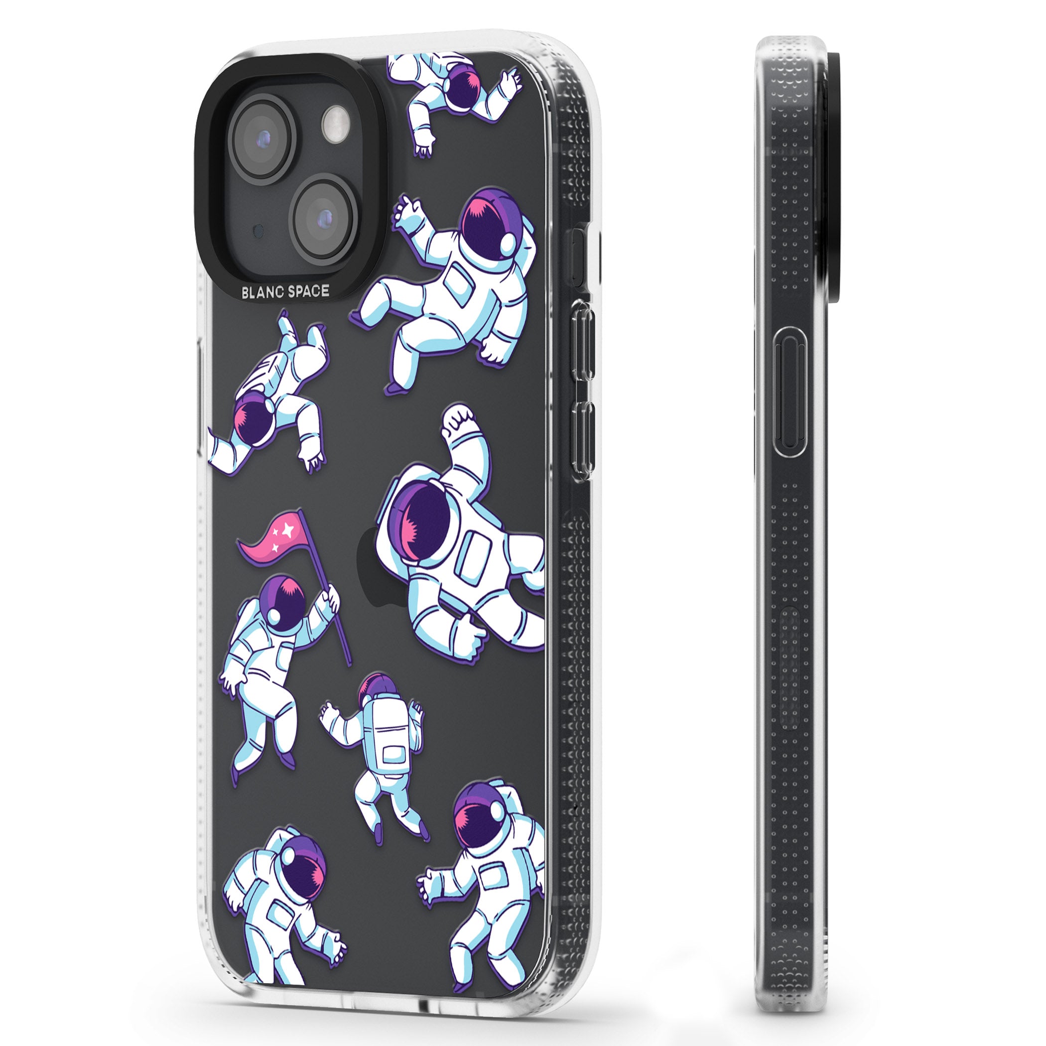 Astronaut Pattern iPhone 15 / 14 / 13 Clear Case Impact Air - Blanc Space