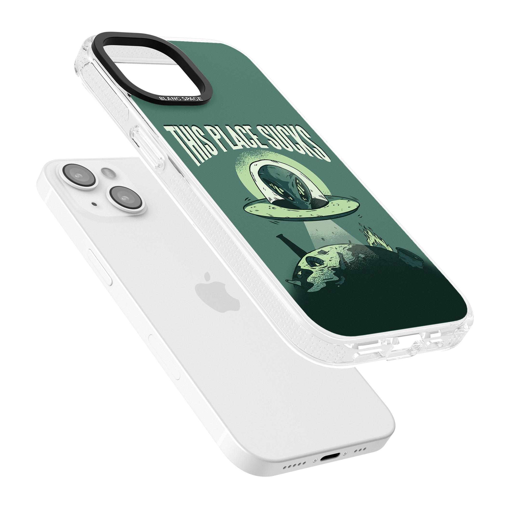 EARTH SUCKS iPhone 15 / 14 / 13 Clear Case Impact Air - Blanc Space