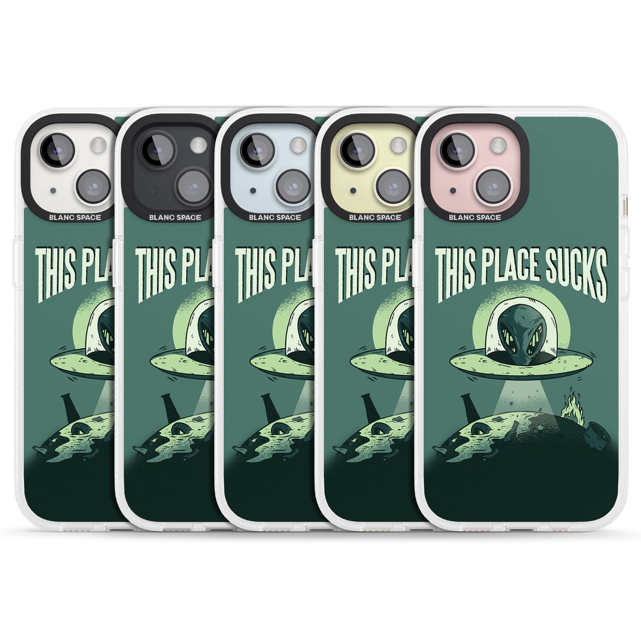 EARTH SUCKS iPhone 15 / 14 / 13 Clear Case Impact Air - Blanc Space