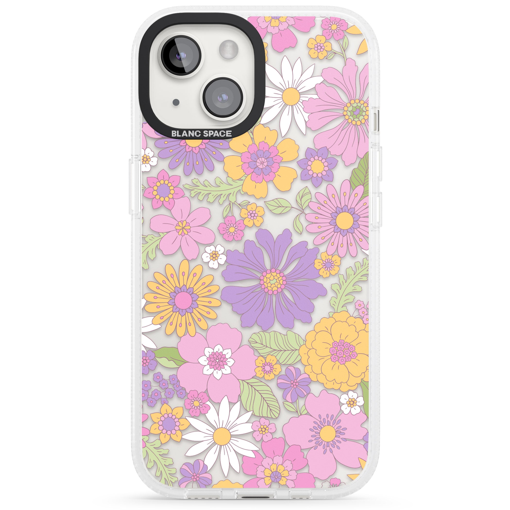 Soft Flower Mix iPhone 15 / 14 / 13 Clear Case Impact Air - Blanc Space