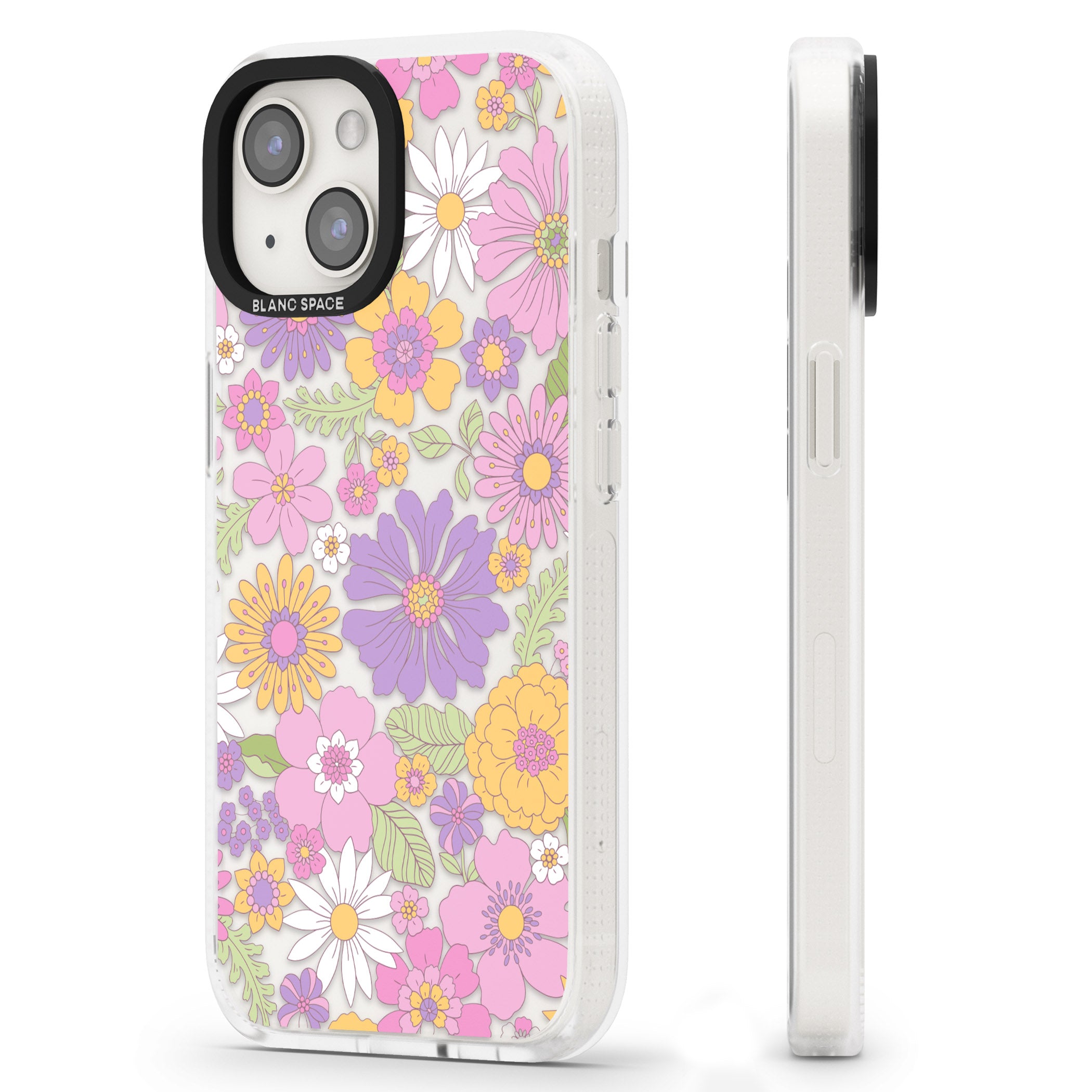 Soft Flower Mix iPhone 15 / 14 / 13 Clear Case Impact Air - Blanc Space