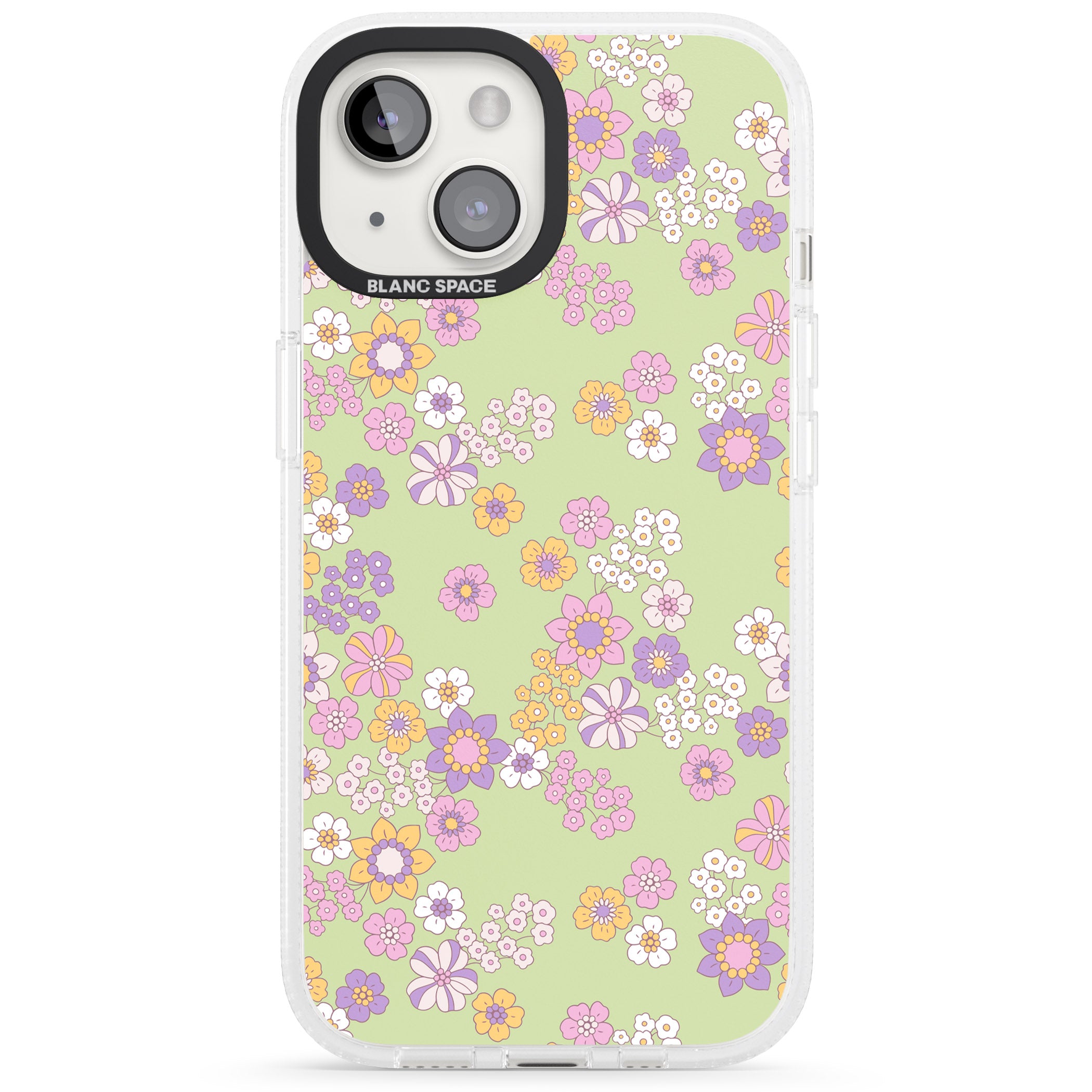 Grass Green Flowers iPhone 15 / 14 / 13 Clear Case Impact Air - Blanc Space