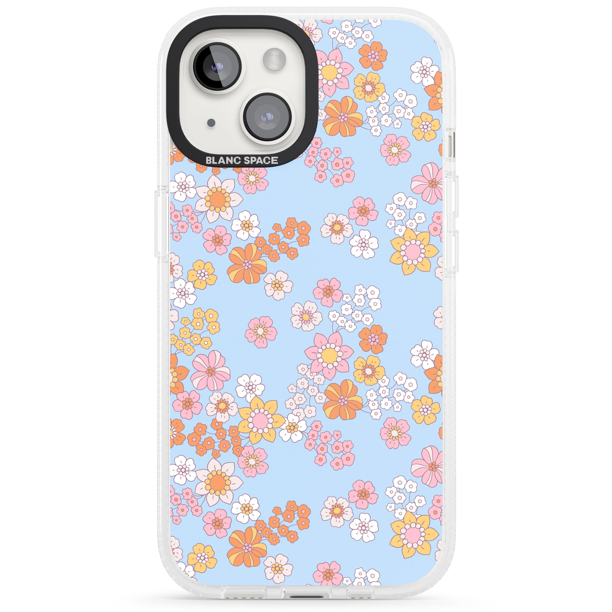 Lake Blue Flower Mix iPhone 15 / 14 / 13 Clear Case Impact Air - Blanc Space