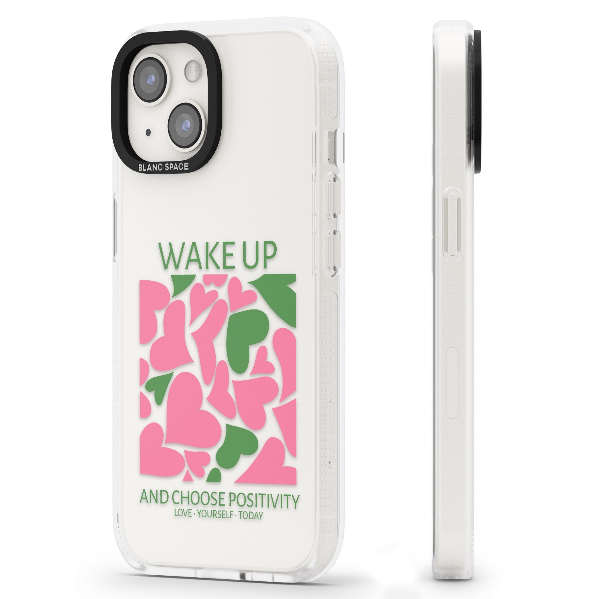 Wake Up And Choose Positivity iPhone 15 / 14 / 13 Clear Case Impact Air - Blanc Space