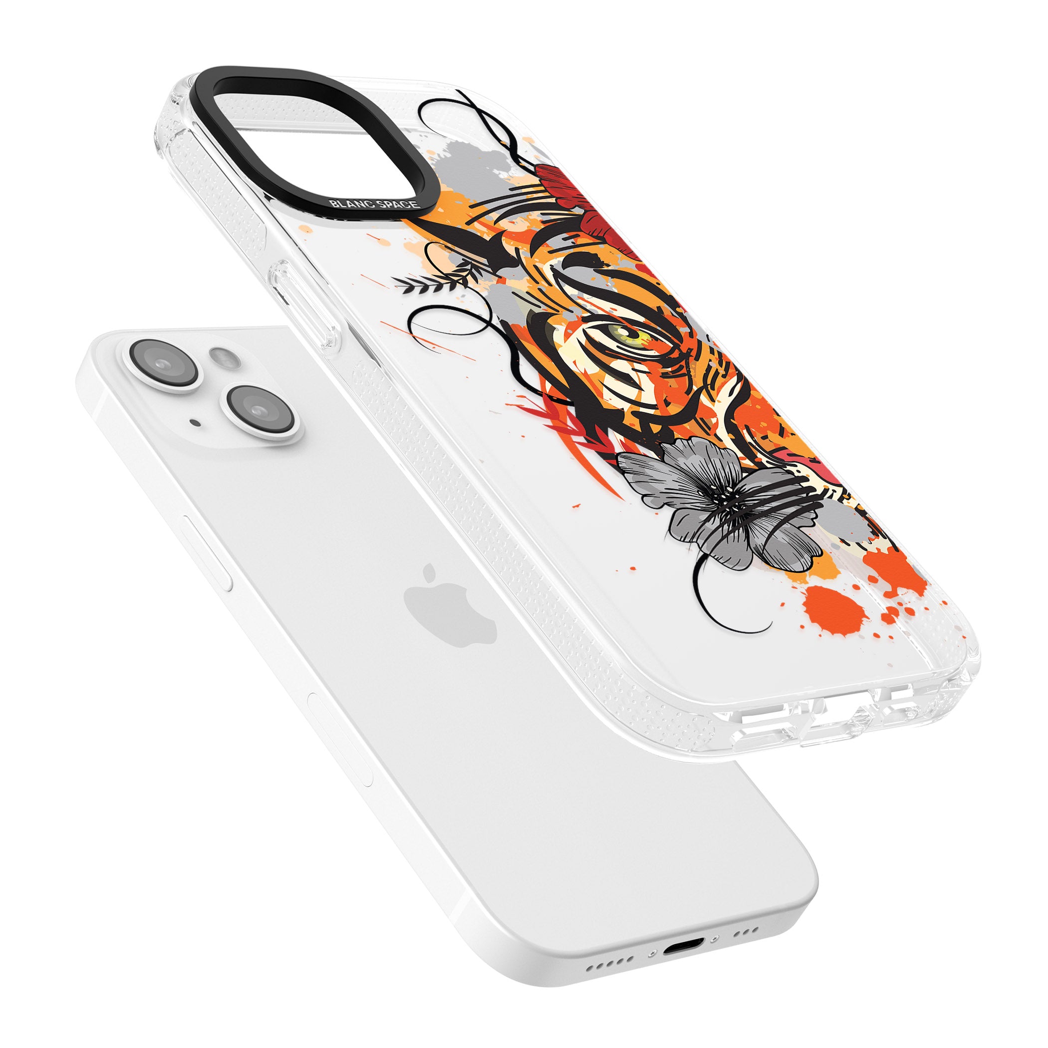 Sugar Skull Tiger iPhone 15 / 14 / 13 Clear Case Impact Air - Blanc Space