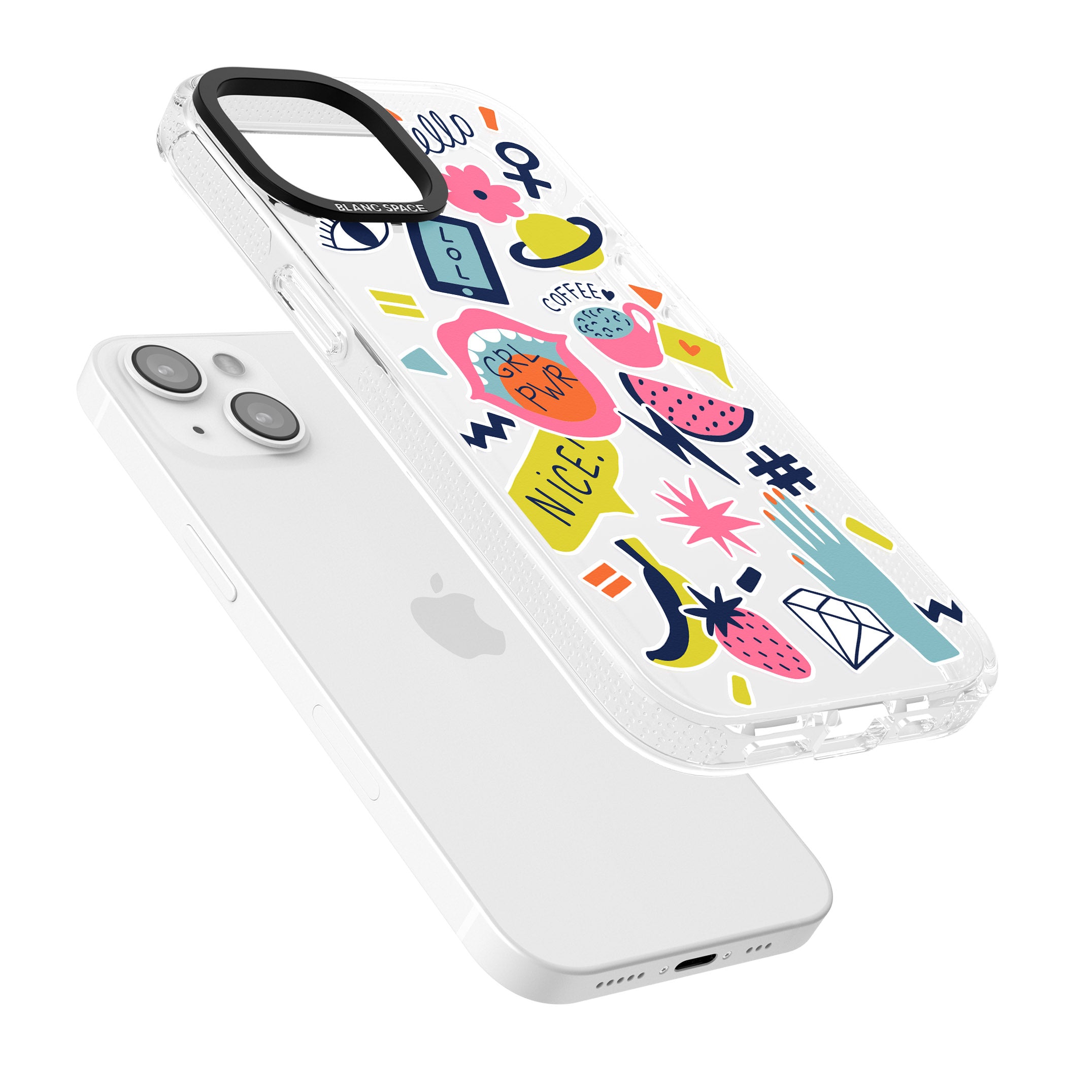 GRL PWR iPhone 15 / 14 / 13 Clear Case Impact Air - Blanc Space