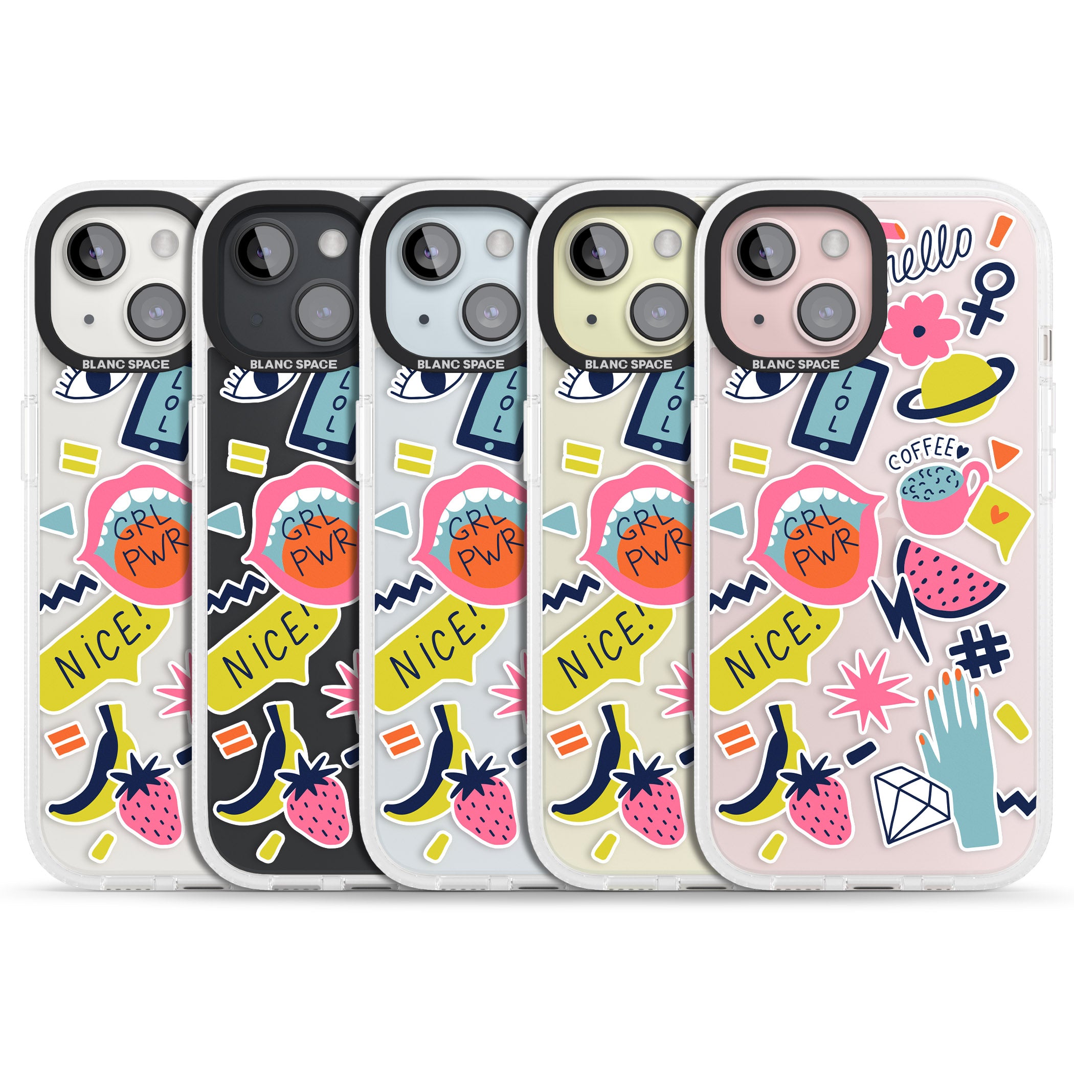 GRL PWR iPhone 15 / 14 / 13 Clear Case Impact Air - Blanc Space