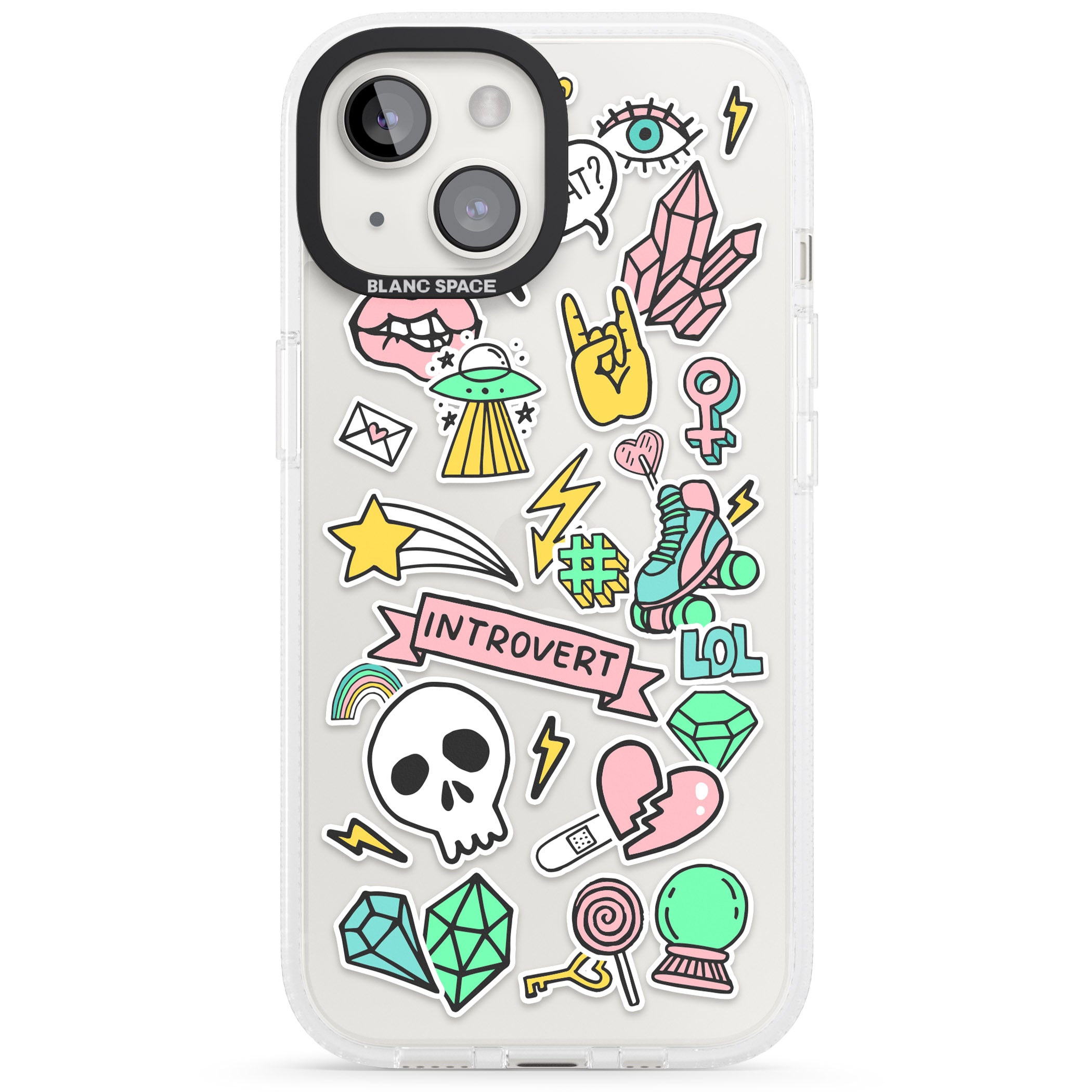 Introvert Sticker iPhone 15 / 14 / 13 Clear Case Impact Air - Blanc Space