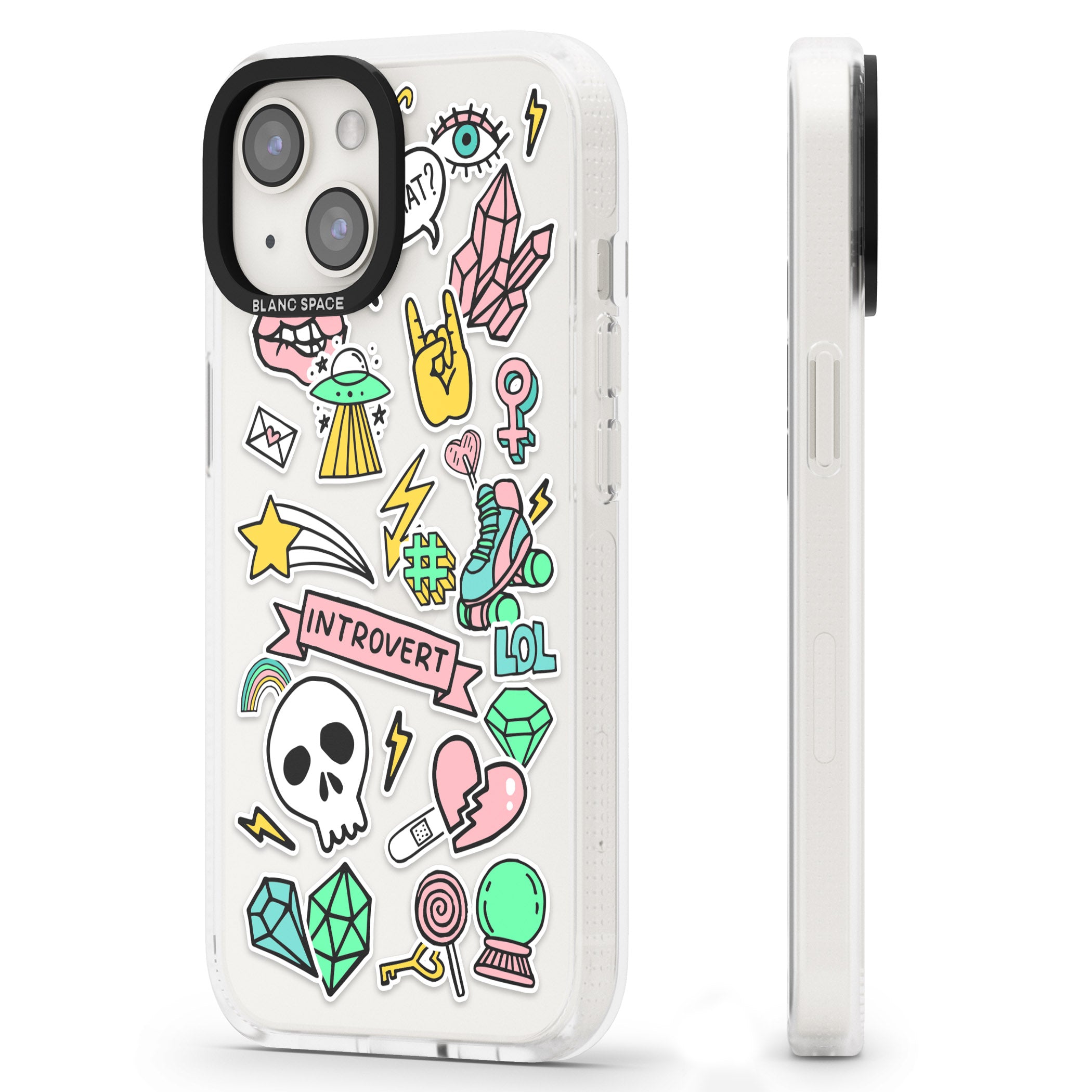 Introvert Sticker iPhone 15 / 14 / 13 Clear Case Impact Air - Blanc Space