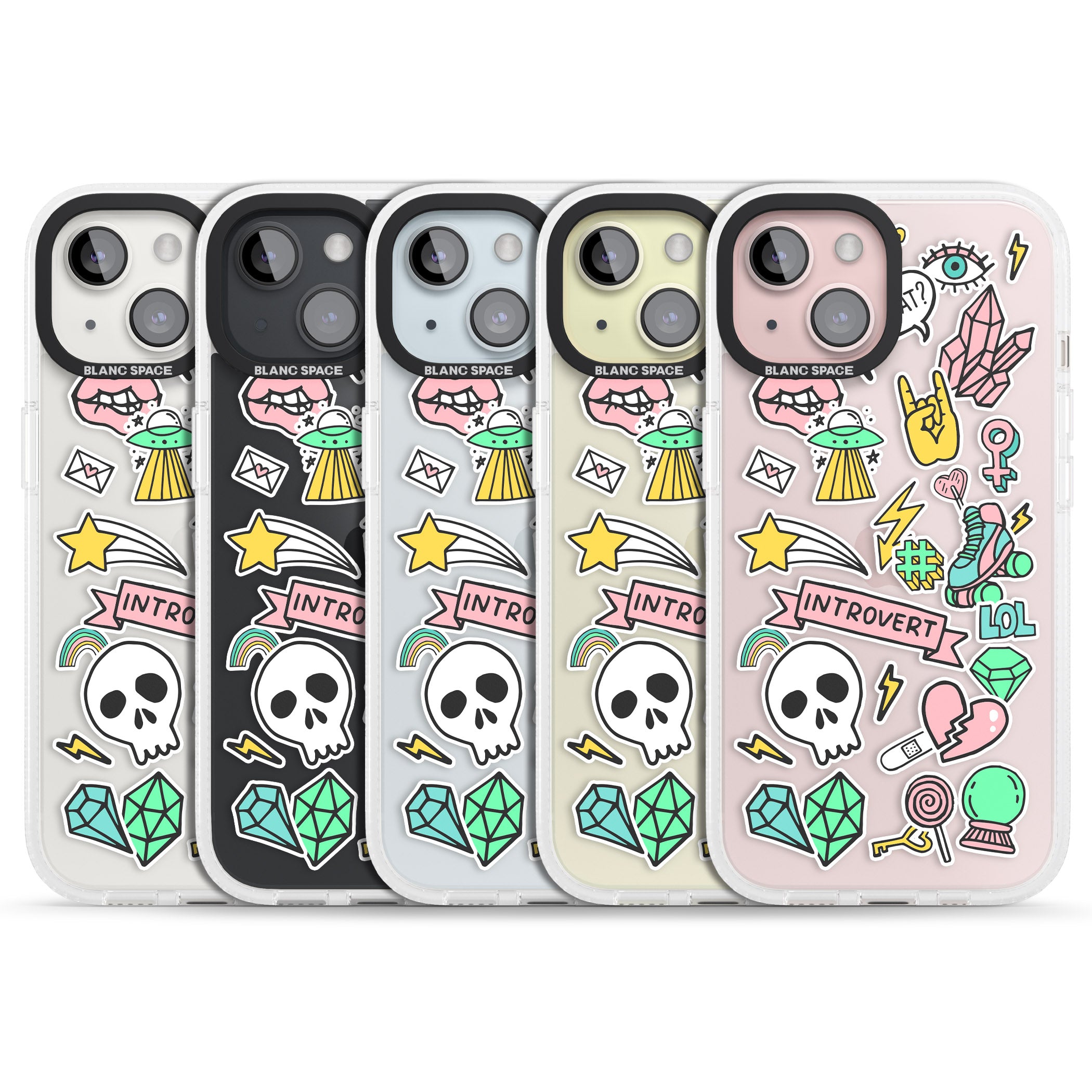 Introvert Sticker iPhone 15 / 14 / 13 Clear Case Impact Air - Blanc Space