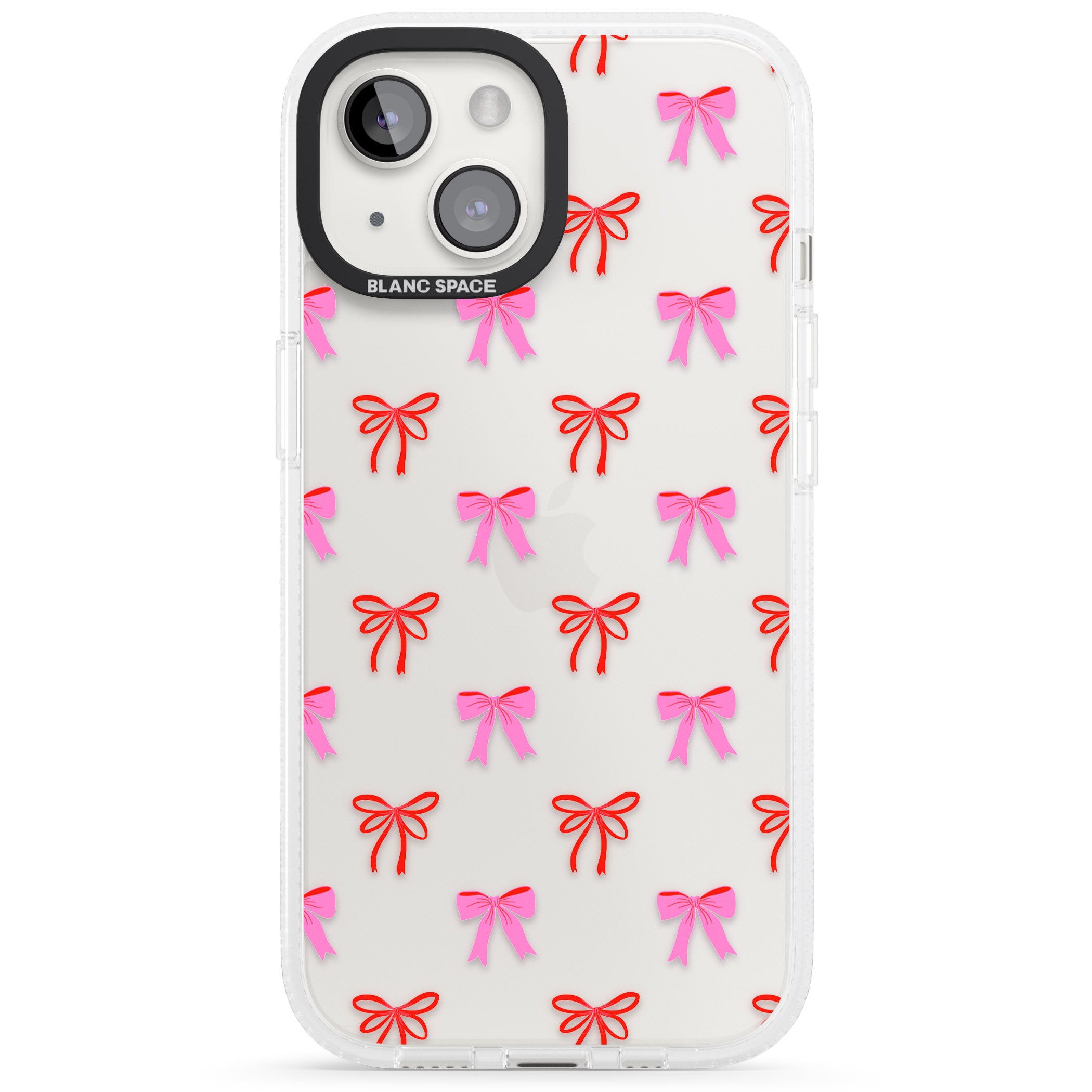 Cute Bow Pattern iPhone 15 / 14 / 13 Clear Case Impact Air - Blanc Space