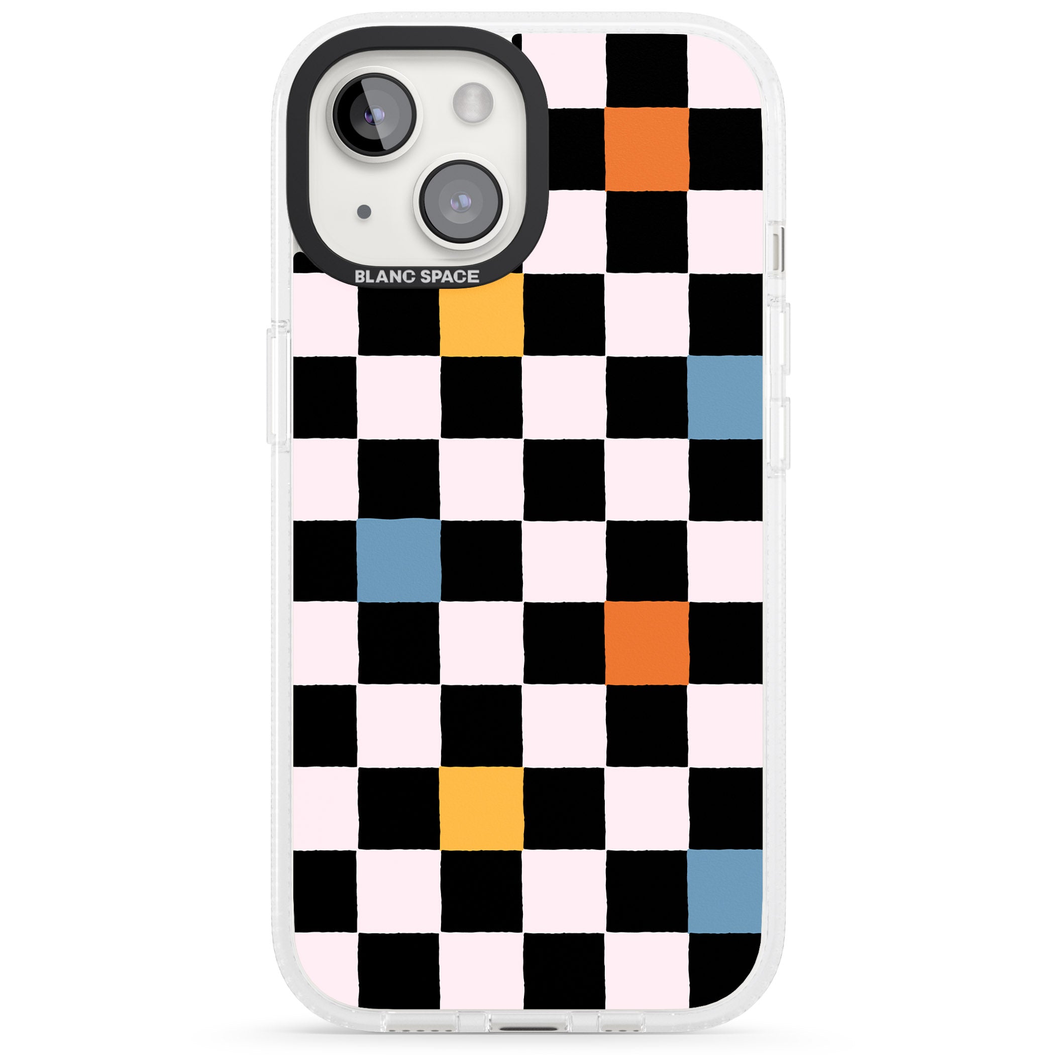 Vibrant Retro Checkered iPhone 15 / 14 / 13 Clear Case Impact Air - Blanc Space
