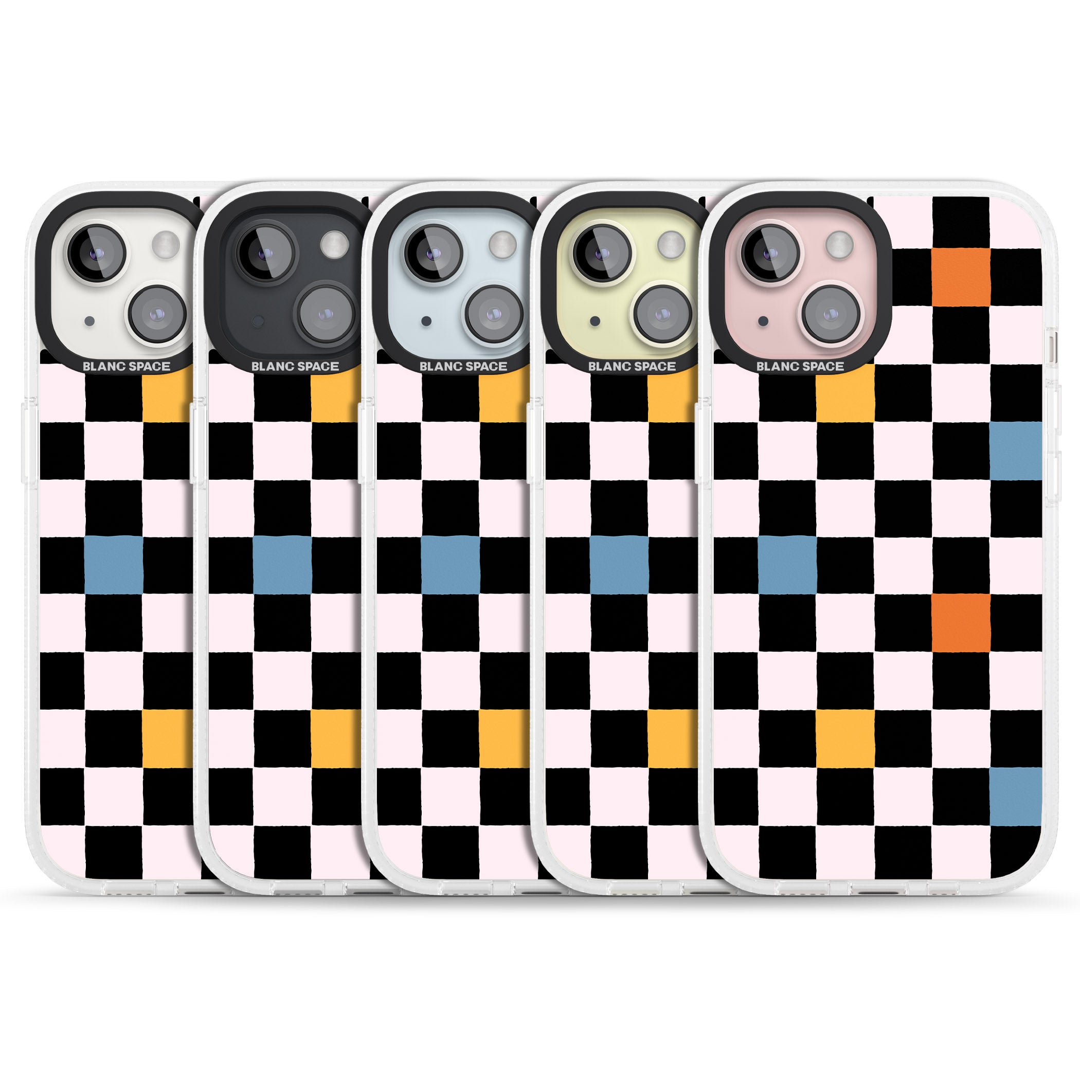 Vibrant Retro Checkered iPhone 15 / 14 / 13 Clear Case Impact Air - Blanc Space