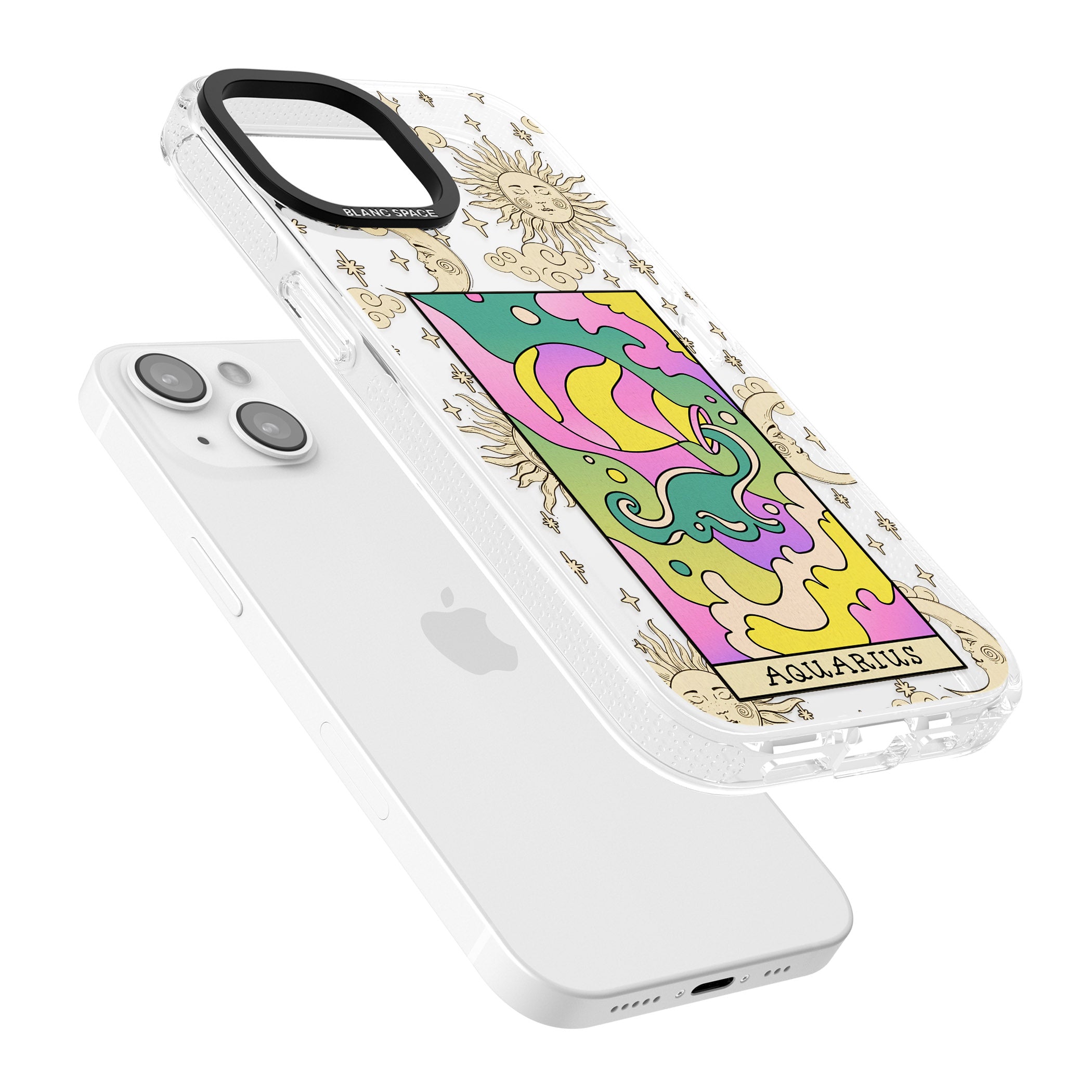 Celestial Zodiac - Aquarius iPhone 15 / 14 / 13 Clear Case Impact Air - Blanc Space