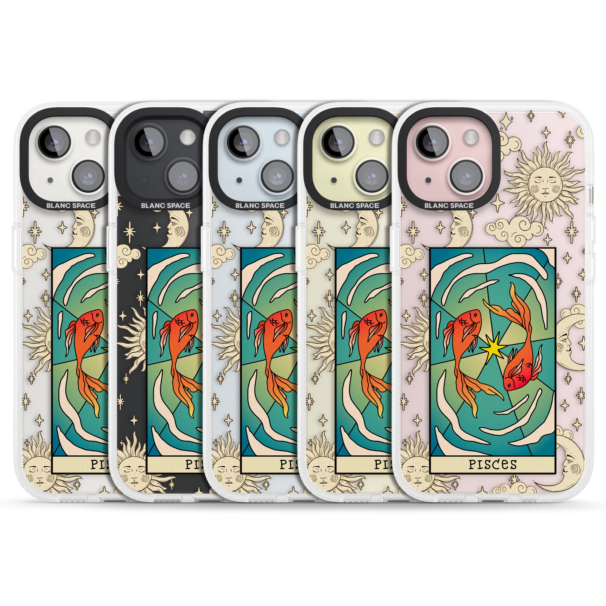 Celestial Zodiac - Pisces iPhone 15 / 14 / 13 Clear Case Impact Air - Blanc Space
