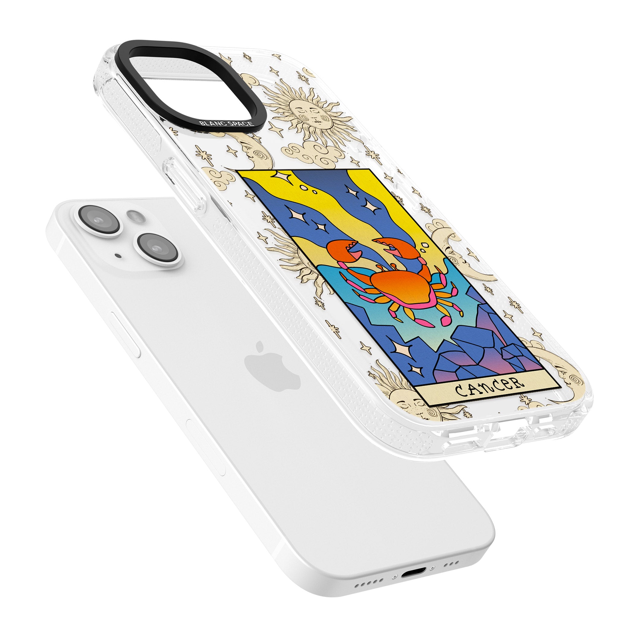 Celestial Zodiac - Cancer iPhone 15 / 14 / 13 Clear Case Impact Air - Blanc Space