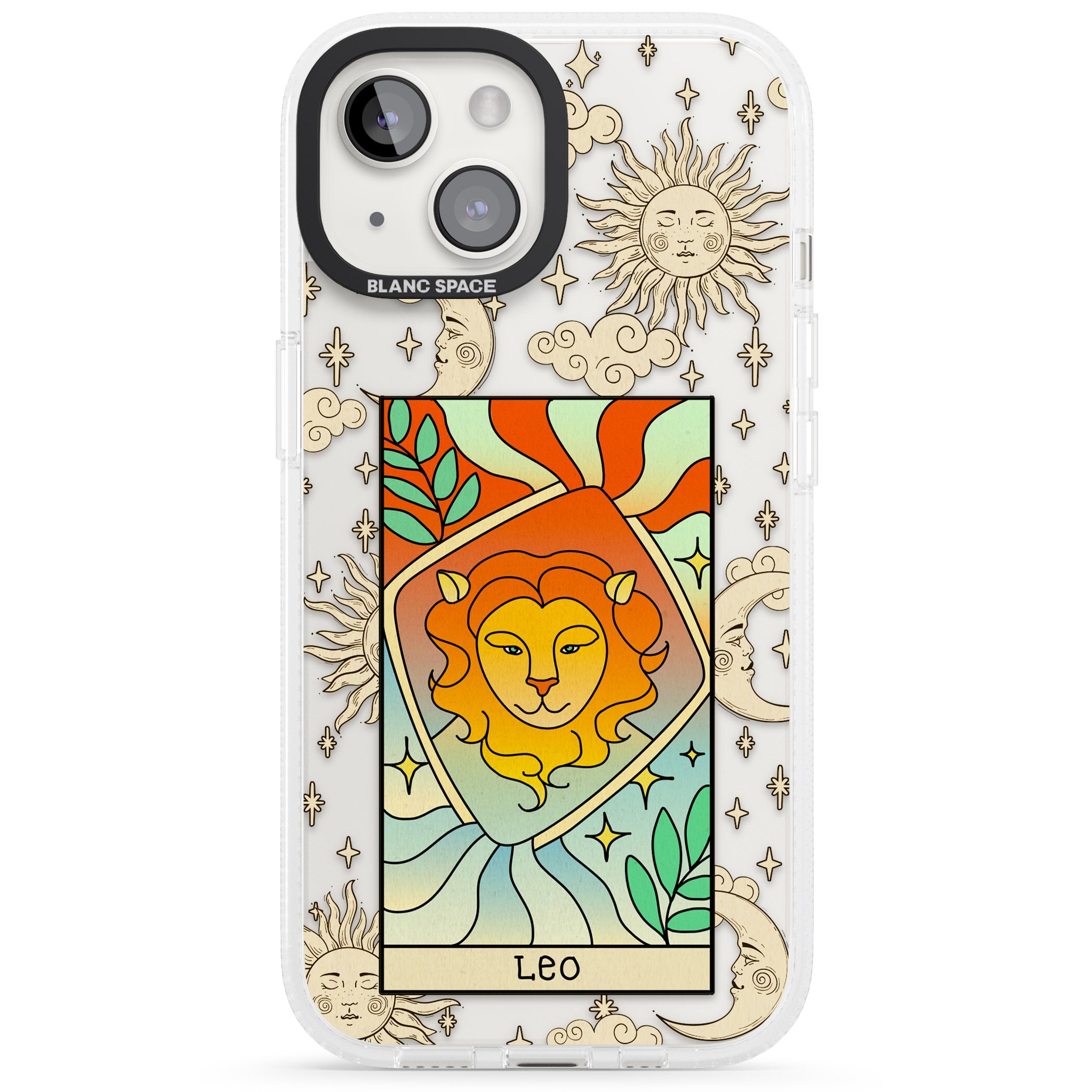 Celestial Zodiac - Leo iPhone 15 / 14 / 13 Clear Case Impact Air - Blanc Space