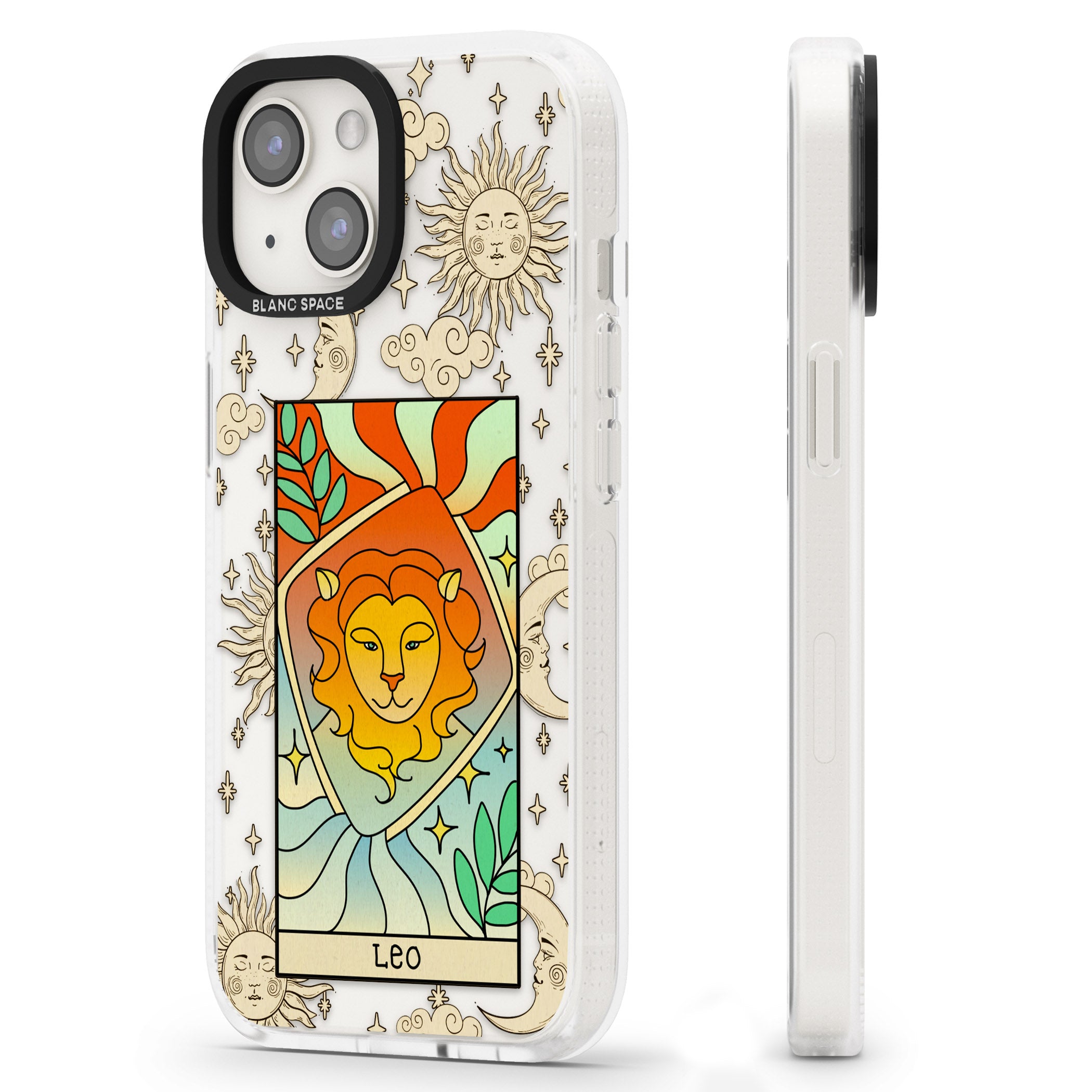 Celestial Zodiac - Leo iPhone 15 / 14 / 13 Clear Case Impact Air - Blanc Space