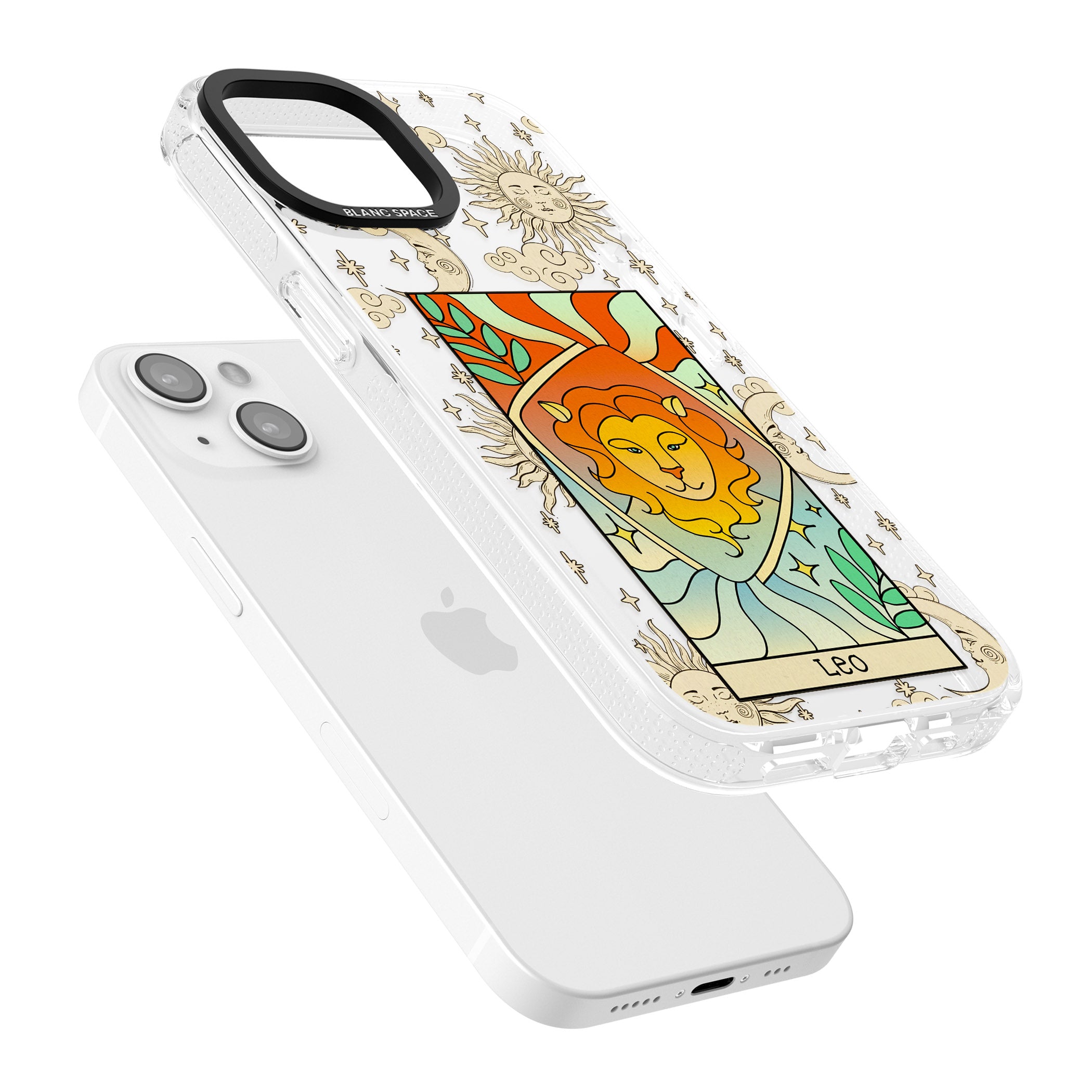 Celestial Zodiac - Leo iPhone 15 / 14 / 13 Clear Case Impact Air - Blanc Space