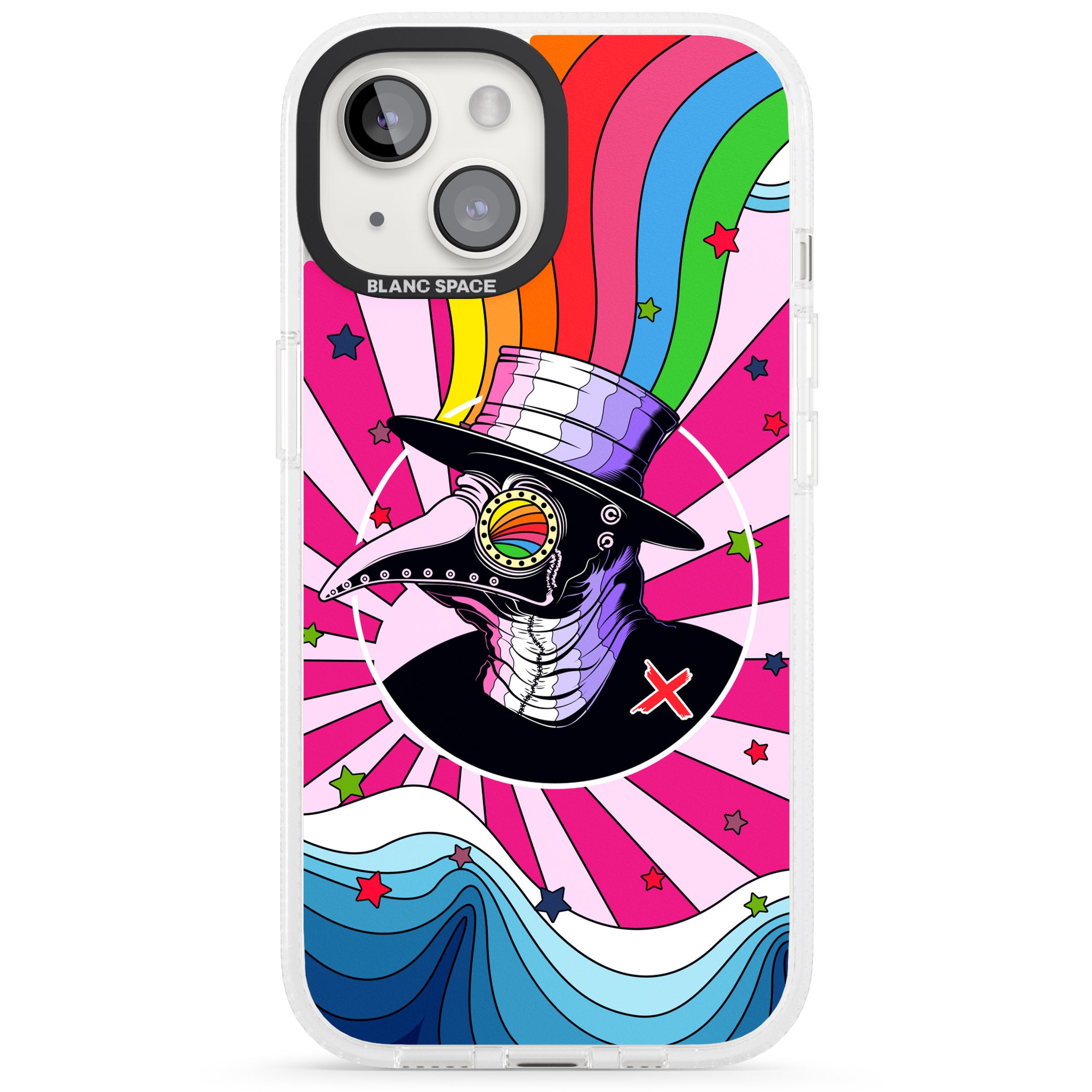 Plague Doctor Passion iPhone 15 / 14 / 13 Clear Case Impact Air - Blanc Space