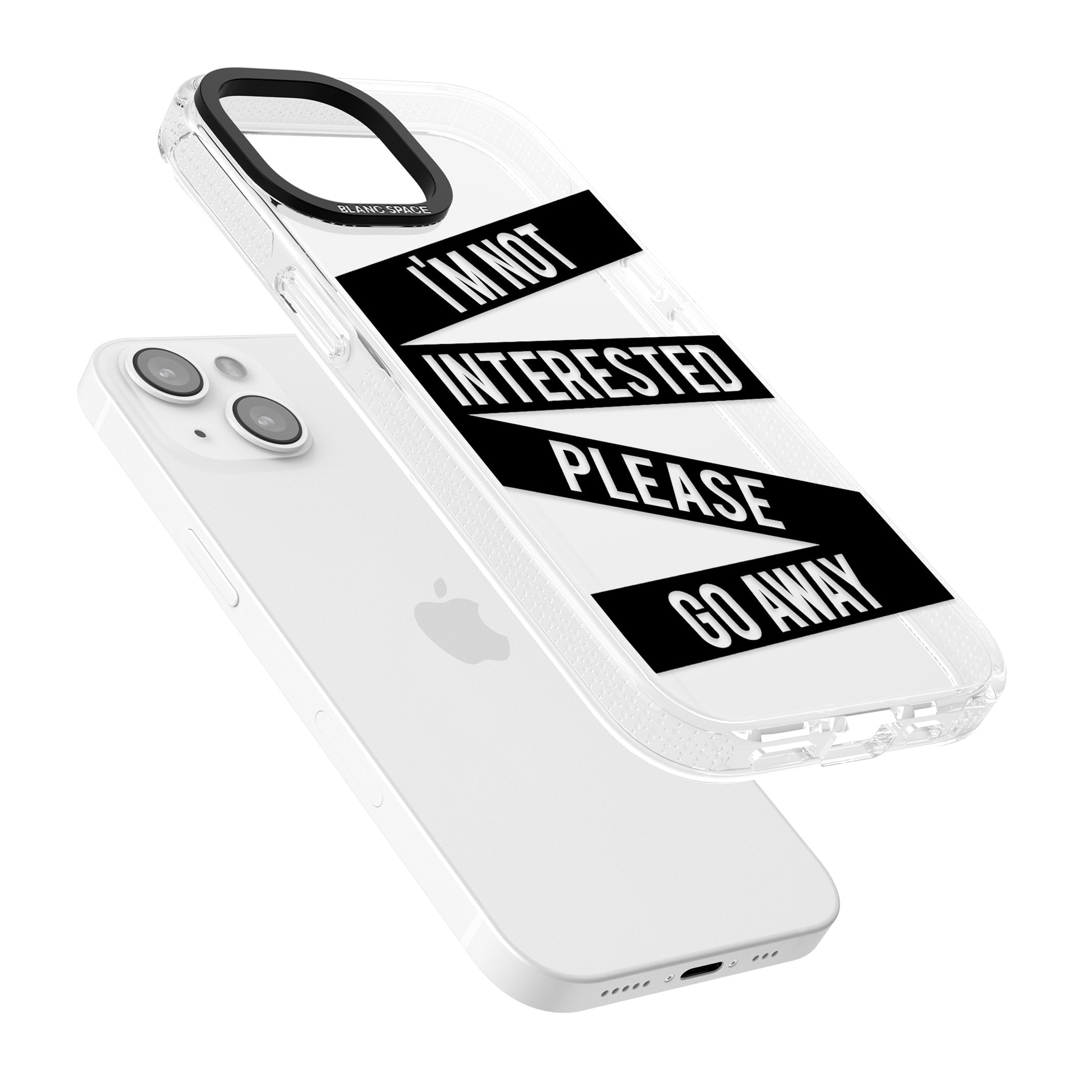 Black Stripes I'm Not Interested iPhone 15 / 14 / 13 Clear Case Impact Air - Blanc Space