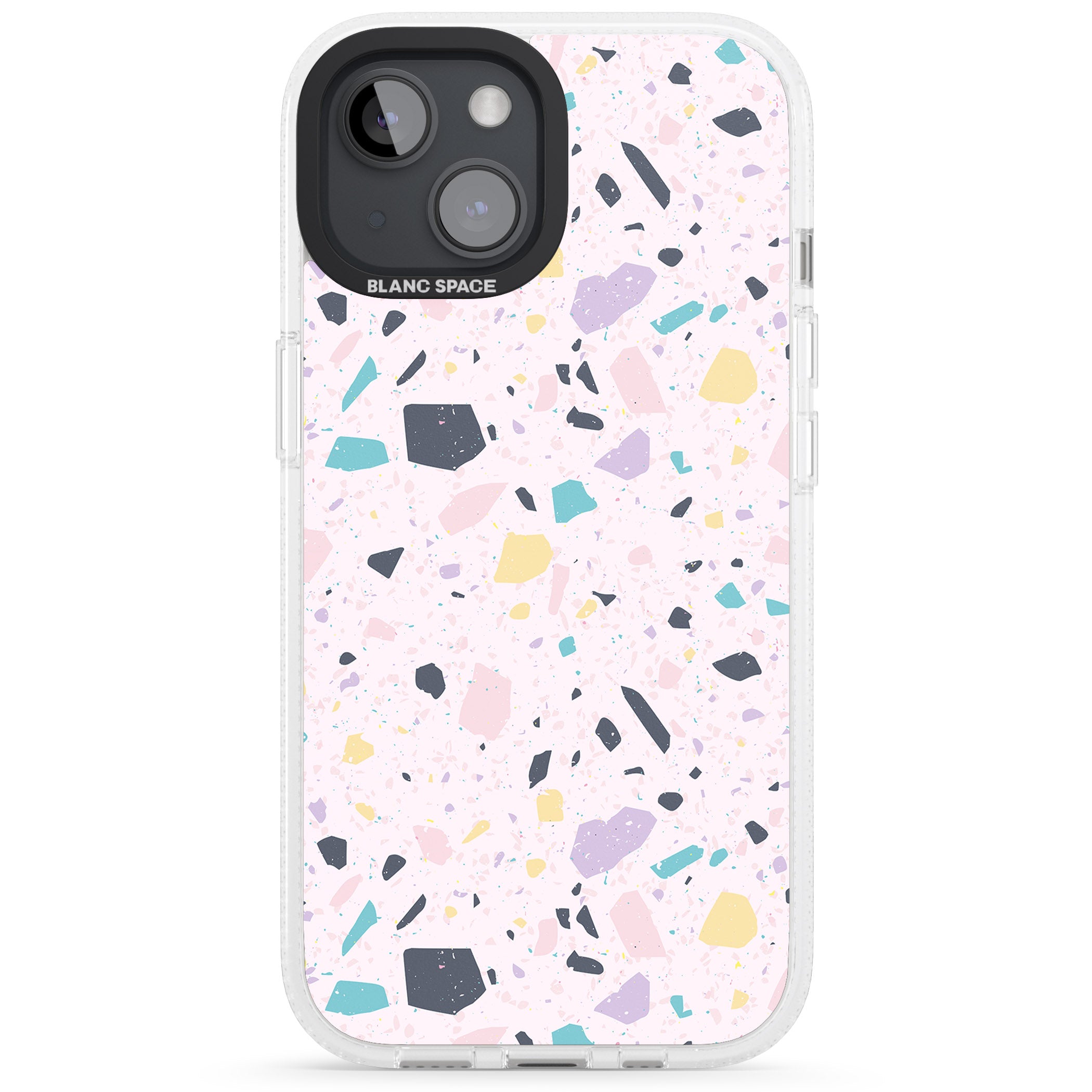Pink, Purple & Turquoise Terrazzo Pattern iPhone 15 / 14 / 13 Clear Case Impact Air - Blanc Space