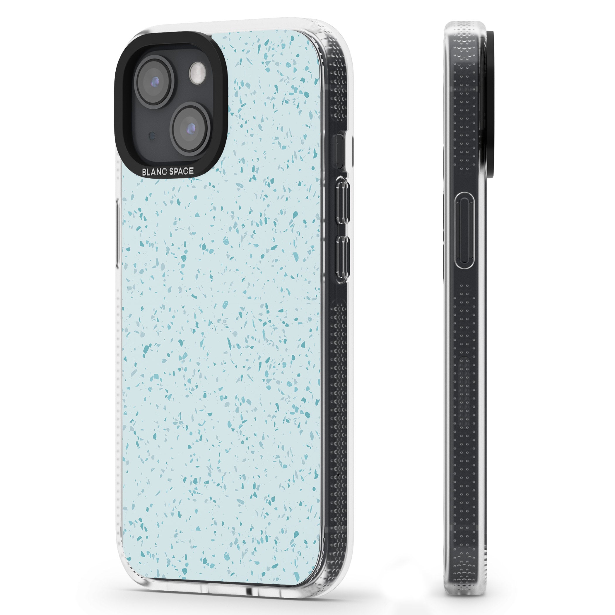 Light Blue Terrazzo Pattern iPhone 15 / 14 / 13 Clear Case Impact Air - Blanc Space