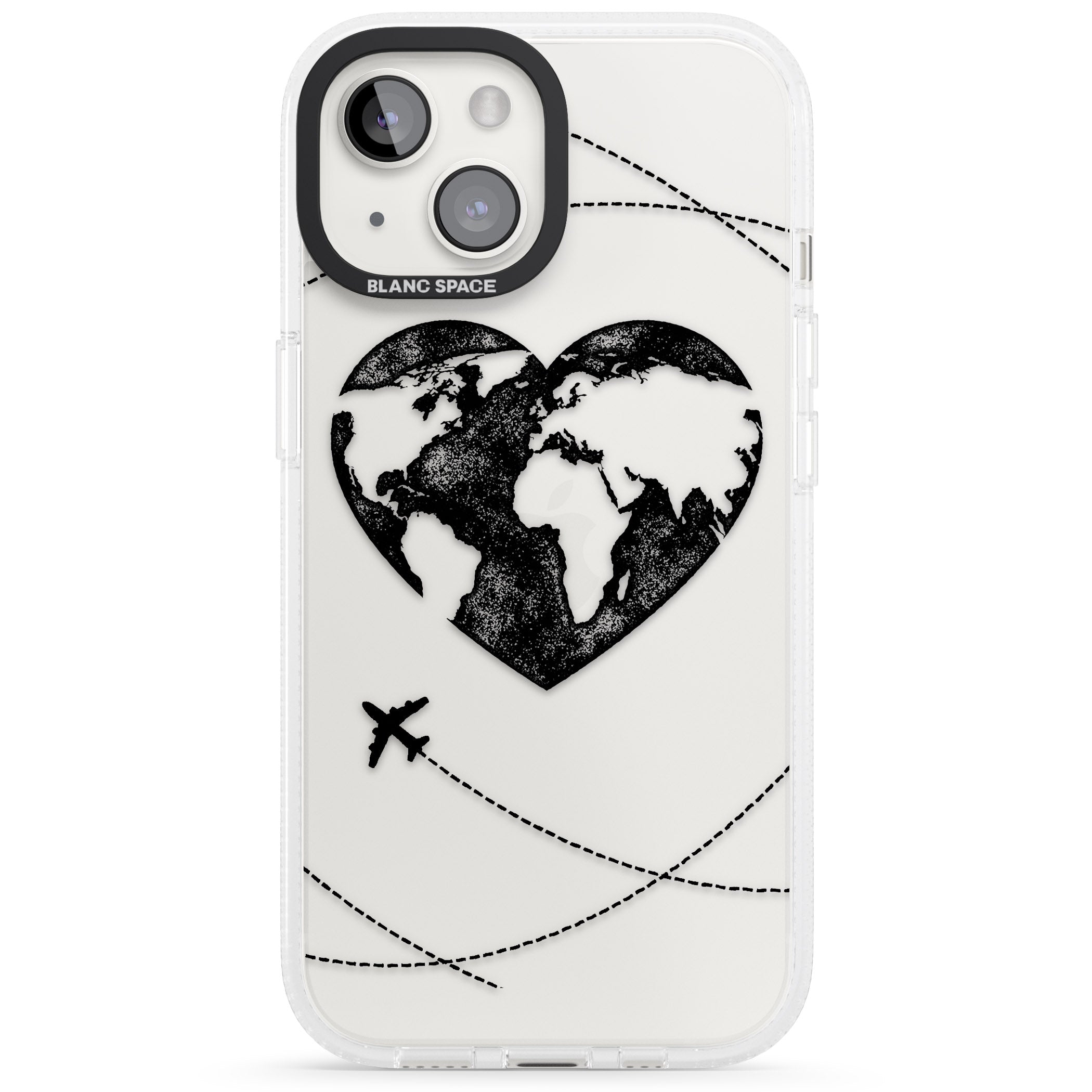 Globe Heart iPhone 15 / 14 / 13 Clear Case Impact Air - Blanc Space
