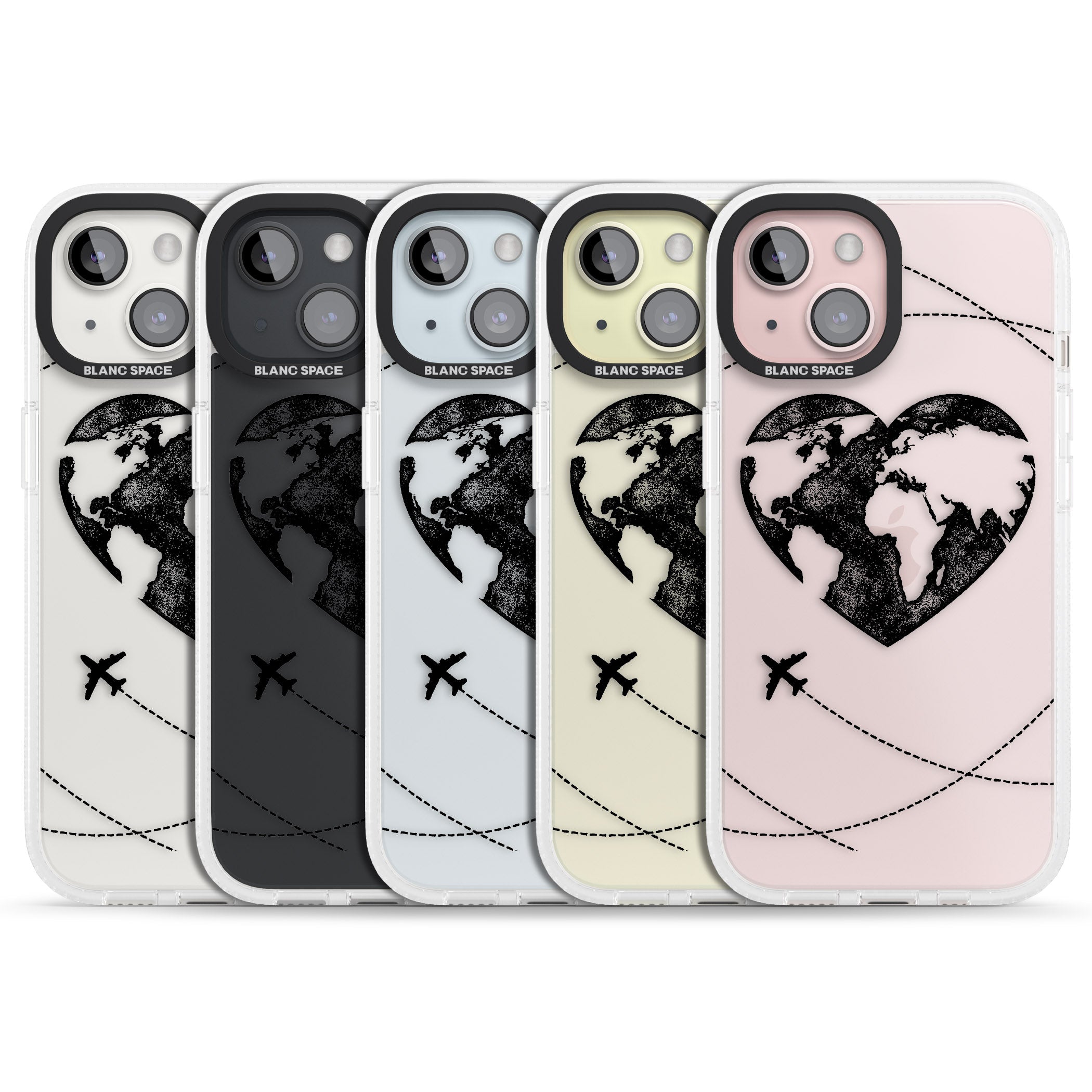 Globe Heart iPhone 15 / 14 / 13 Clear Case Impact Air - Blanc Space