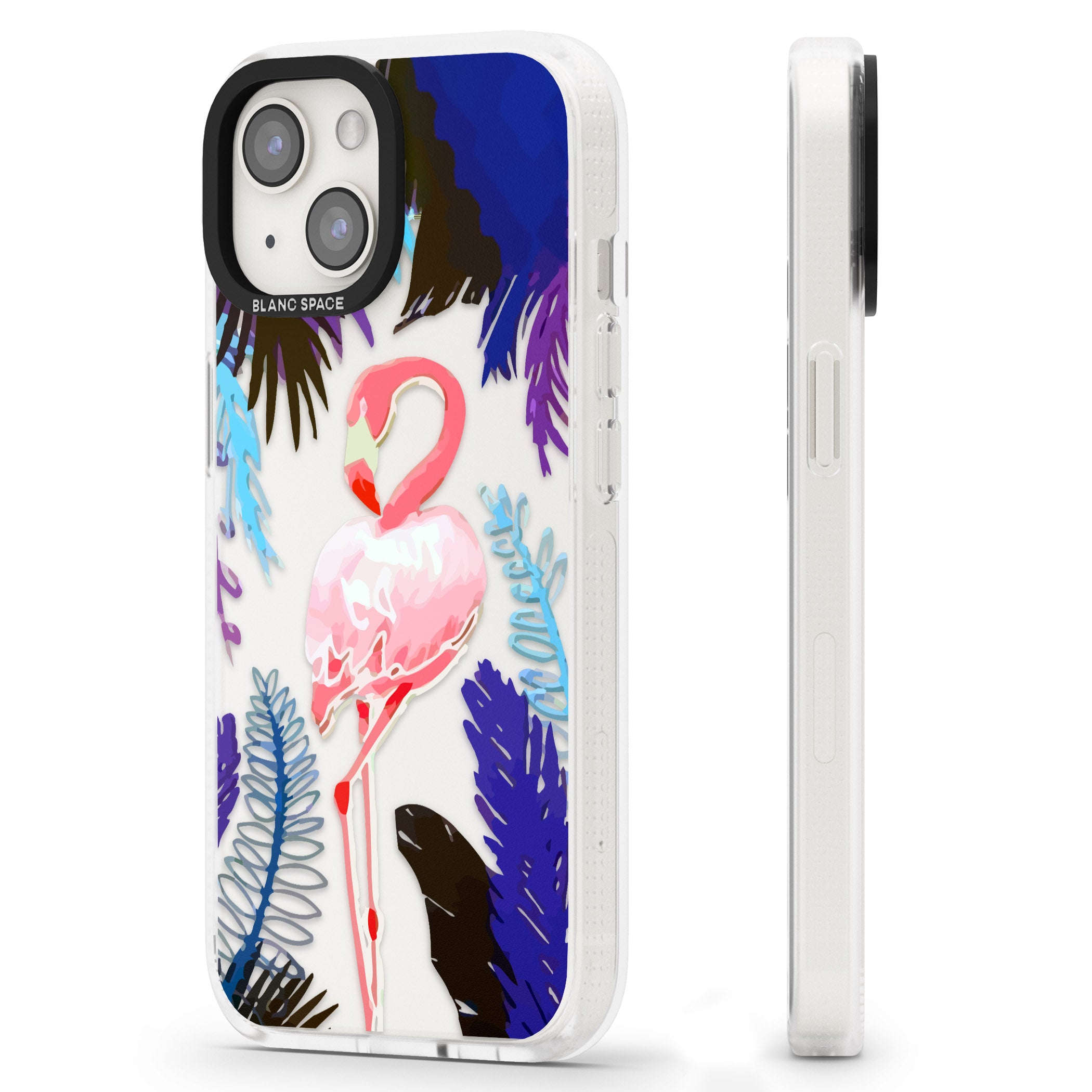 Tropical Flamingo iPhone 15 / 14 / 13 Clear Case Impact Air - Blanc Space